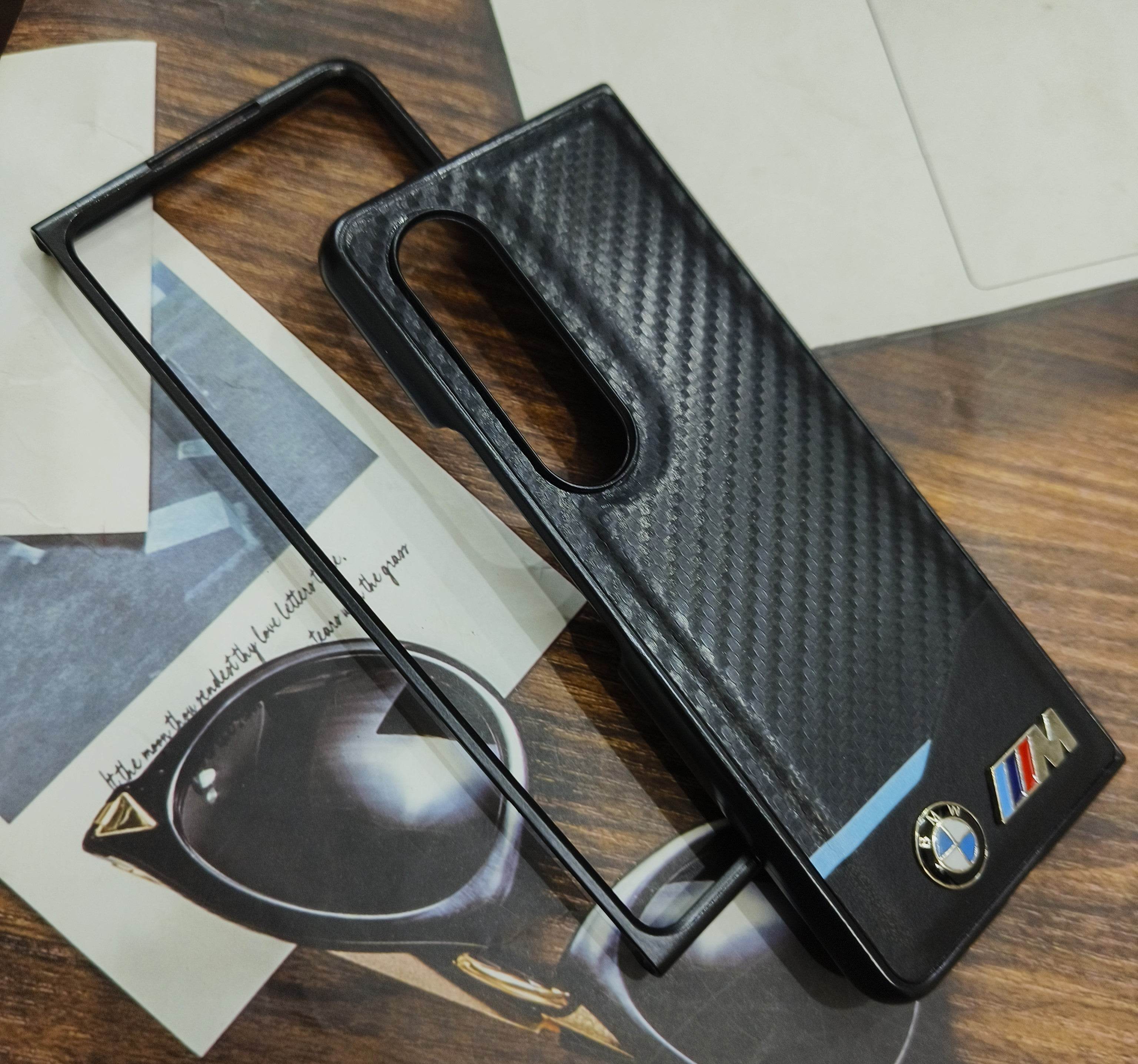 Samsung Z Fold 3 Premium Leather Finish Case Cover - BMW Special Edition - Guleel