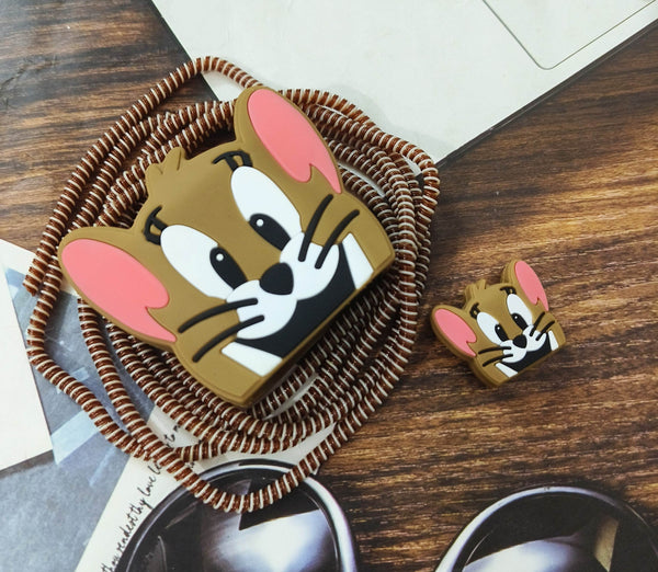 Silicone Cartoon iPhone Charger Case Cover for 18-20W Chargers - Jerry ( With Wire Cover ) - Guleel