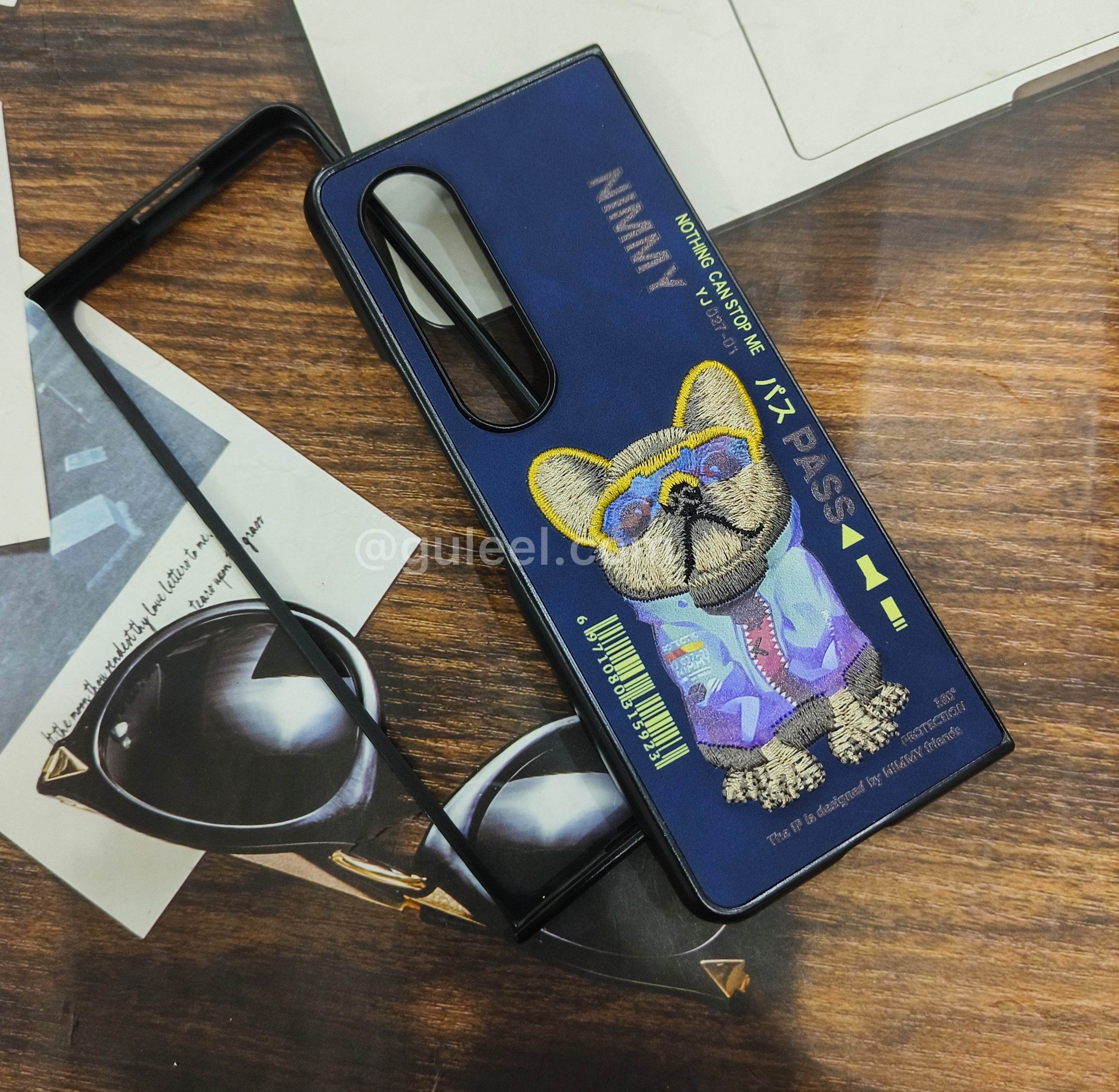 Samsung Galaxy Z Fold 3 Premium Santa Barbara Case Cover - Blue Bulldog - Guleel