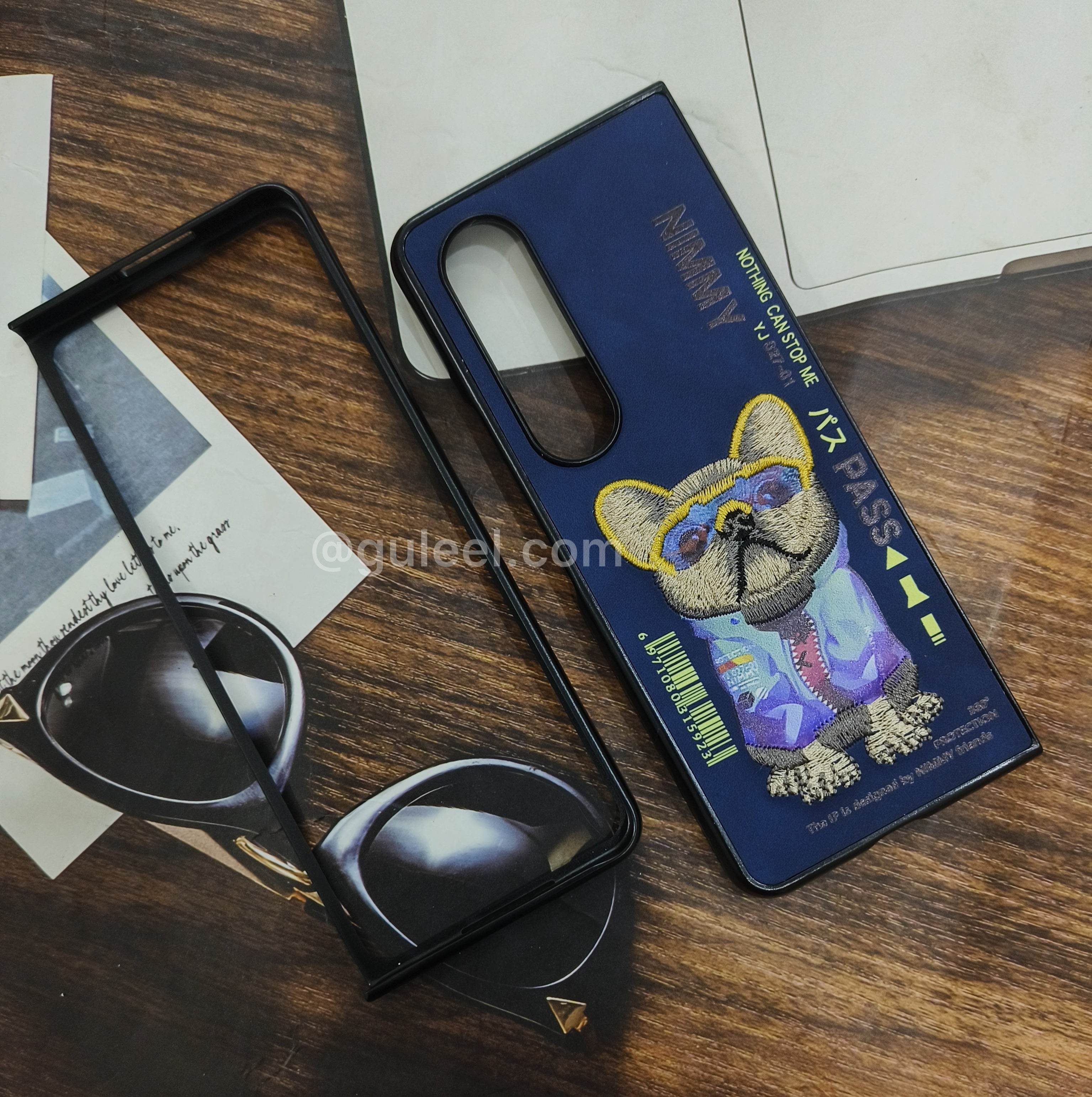 Samsung Galaxy Z Fold 3 Premium Santa Barbara Case Cover - Blue Bulldog - Guleel