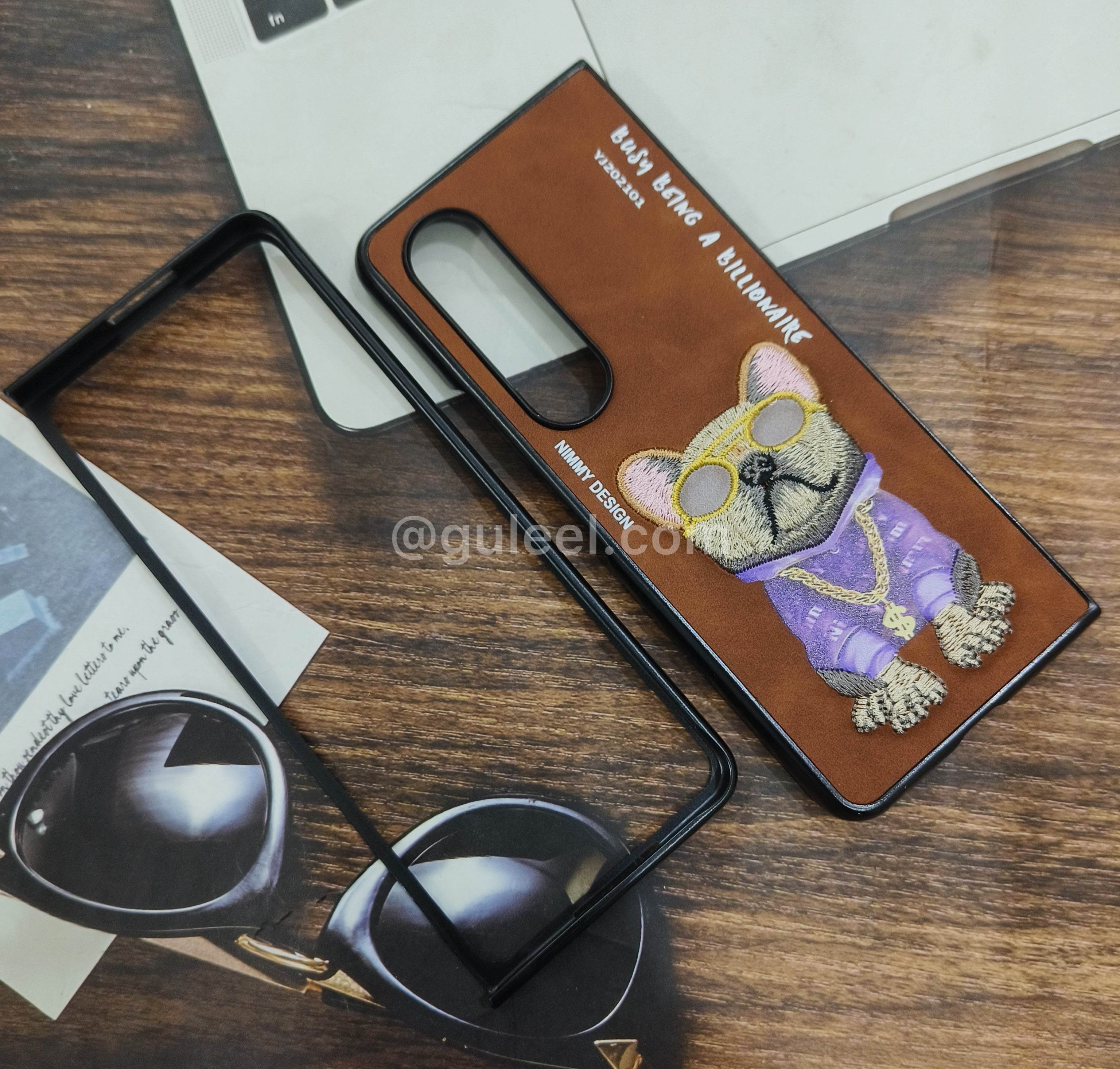 Samsung Galaxy Z Fold 3 Premium Santa Barbara Case Cover - Brown Bulldog - Guleel