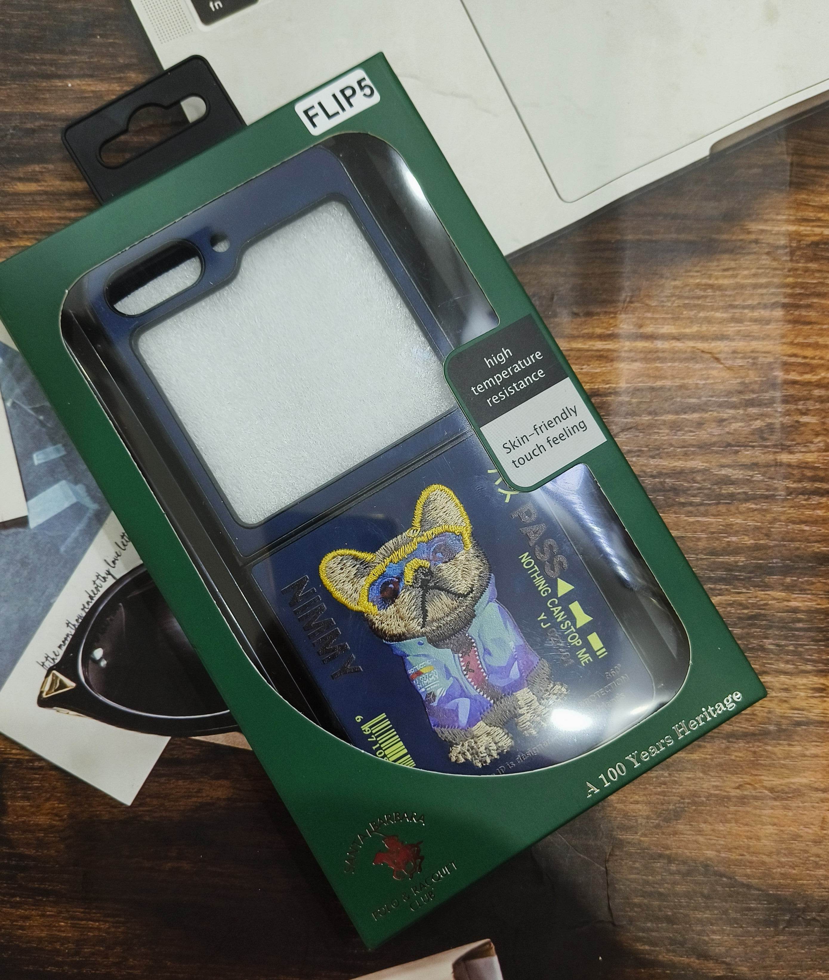 Samsung Galaxy Z Flip 5 Premium Santa Barbara Case Cover - Blue Bulldog - Guleel