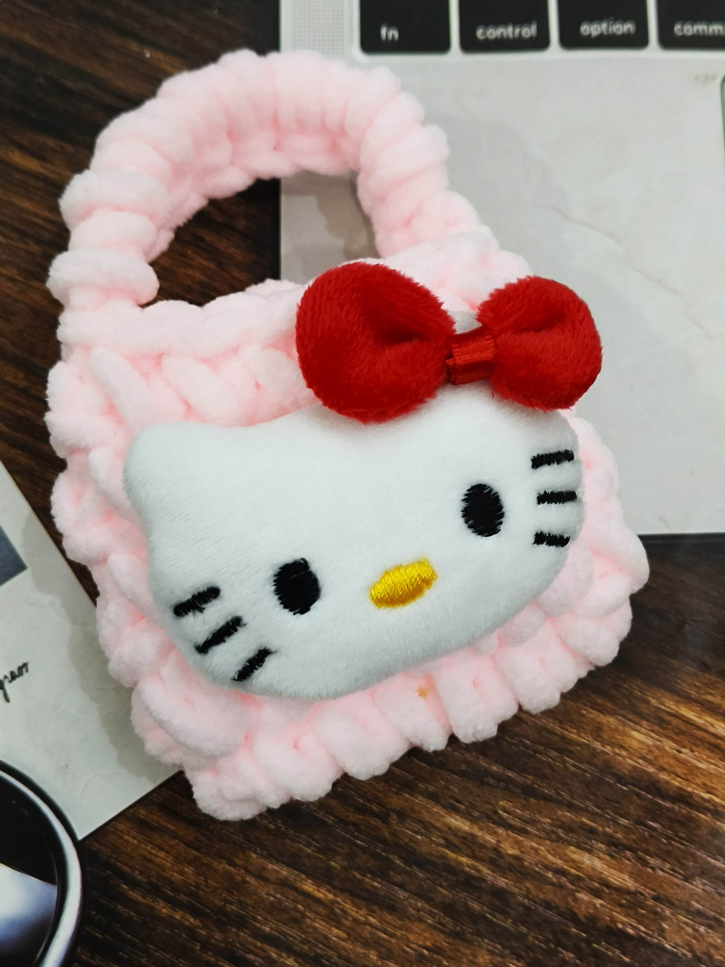 Universal Cartoon Accessories Crochet Bag Organizer Case Cover for Portable Charger, Cables, Earphone, Cord, SD Card -Hello Kitty Rose Gold - Guleel