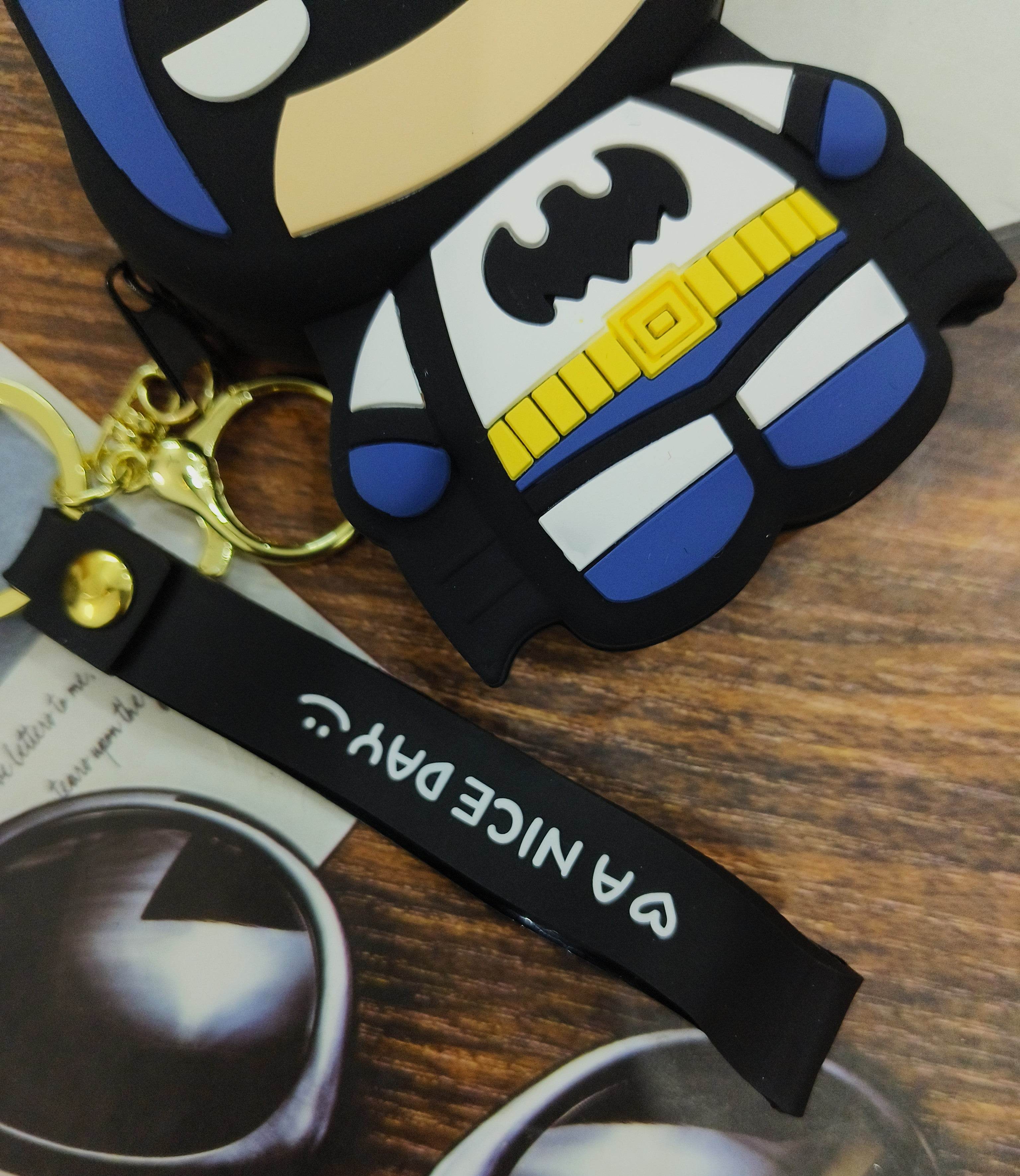 Universal Cartoon Accessories Silicone Organizer Case Cover for Portable Charger, Cables, Earphone, Cord, SD Card -Super Hero Blue - Guleel