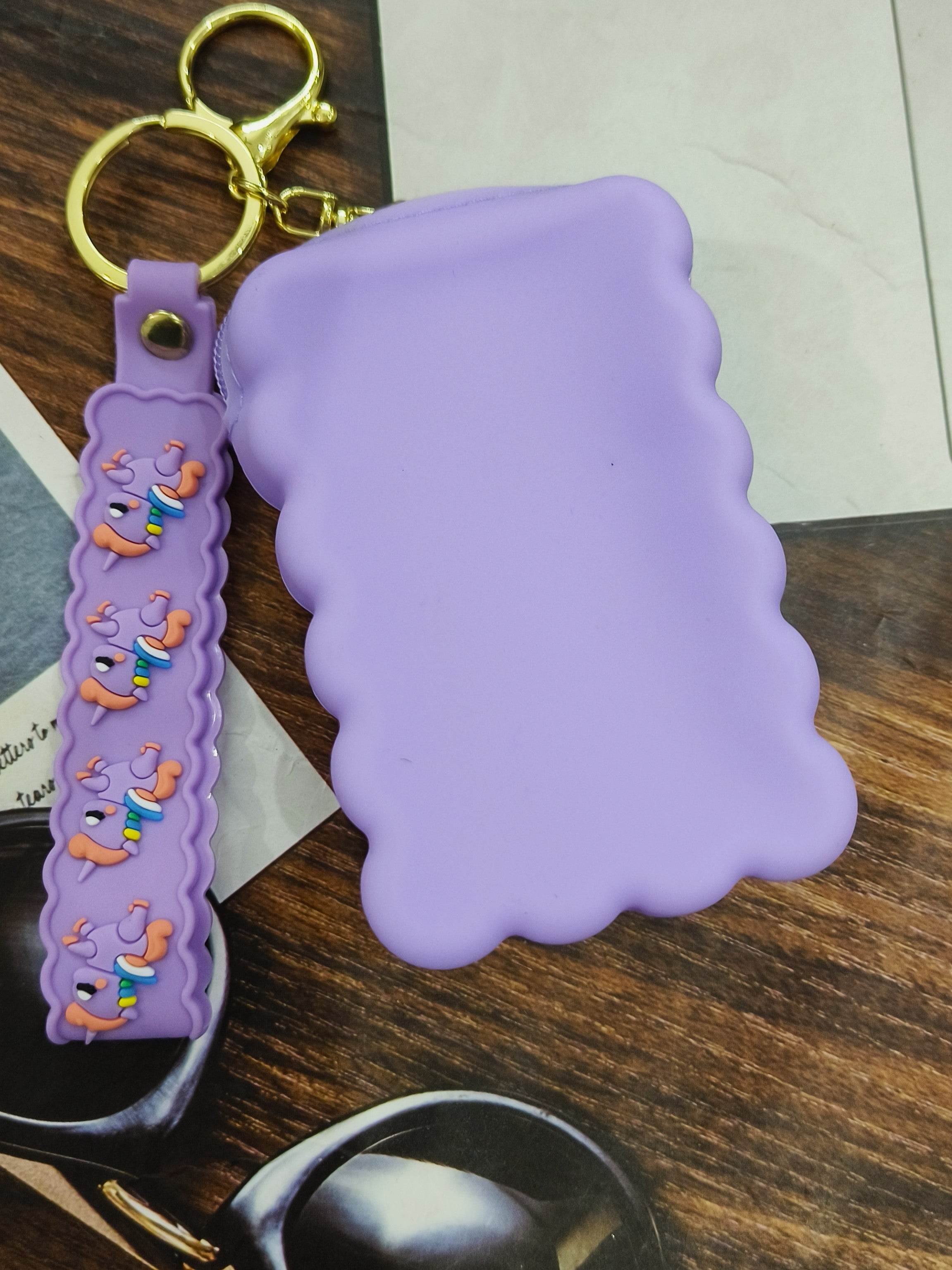 Universal Cartoon Accessories Silicone Pop Toy Organizer Case Cover for Portable Charger, Cables, Earphone, Cord, SD Card -Lavender - Guleel