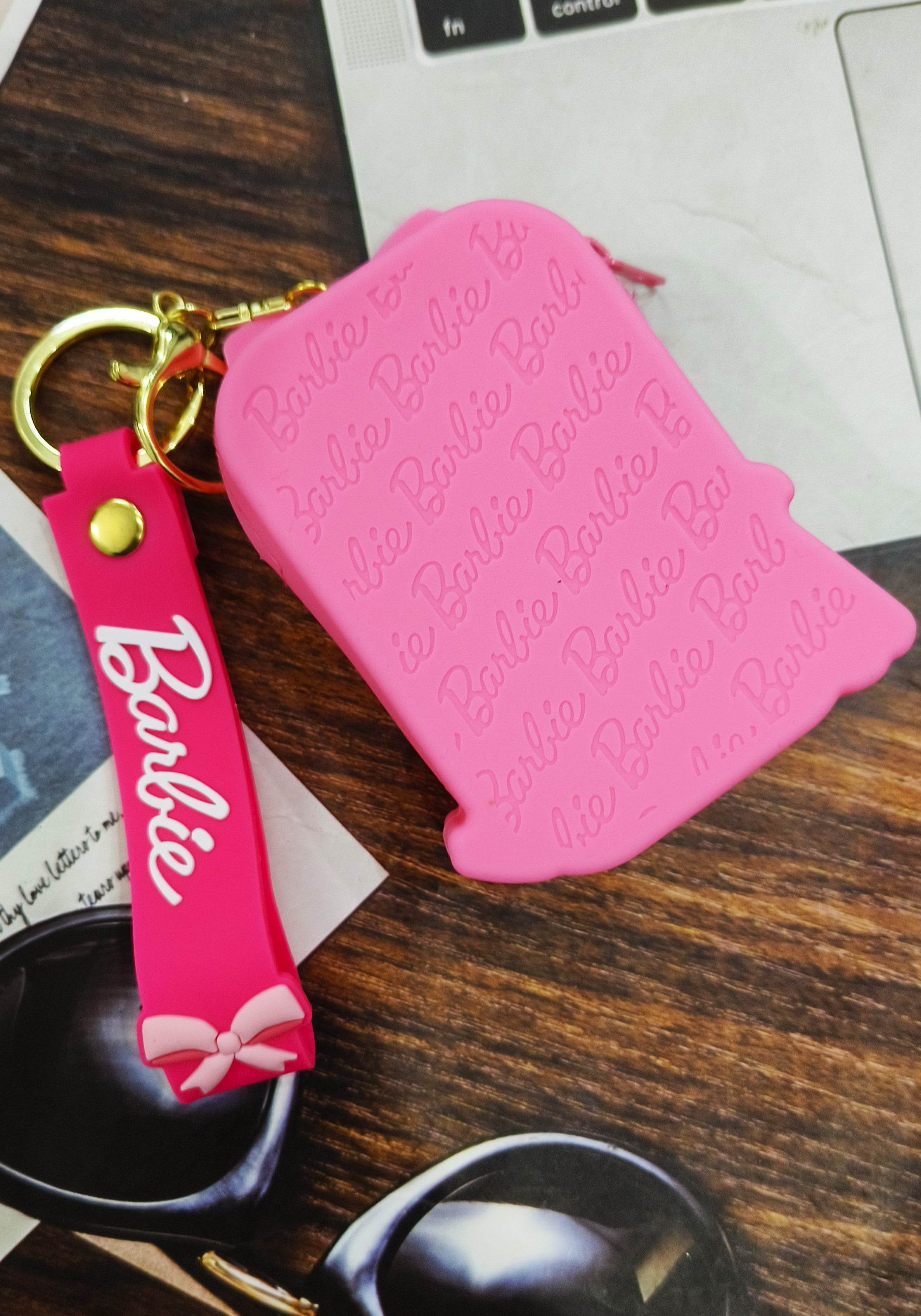 Universal Cartoon Accessories Silicone Reflective Mirror Organizer Case Cover for Portable Charger, Cables, Earphone, Cord, SD Card - Barbie Pink - Guleel