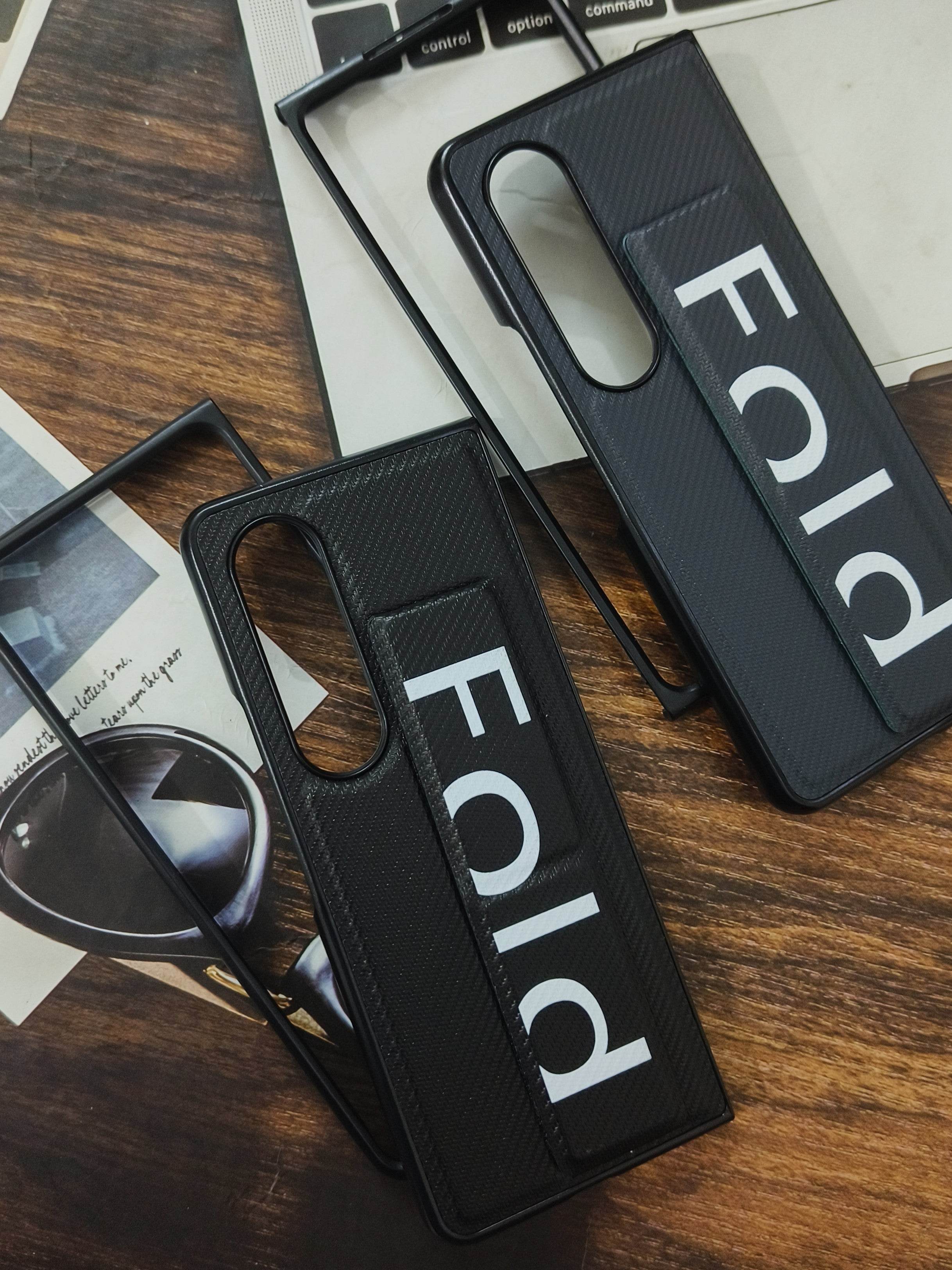 Samsung Galaxy Z Fold 4 Premium Leather Finish Shockproof Strap Case - Grey - Guleel