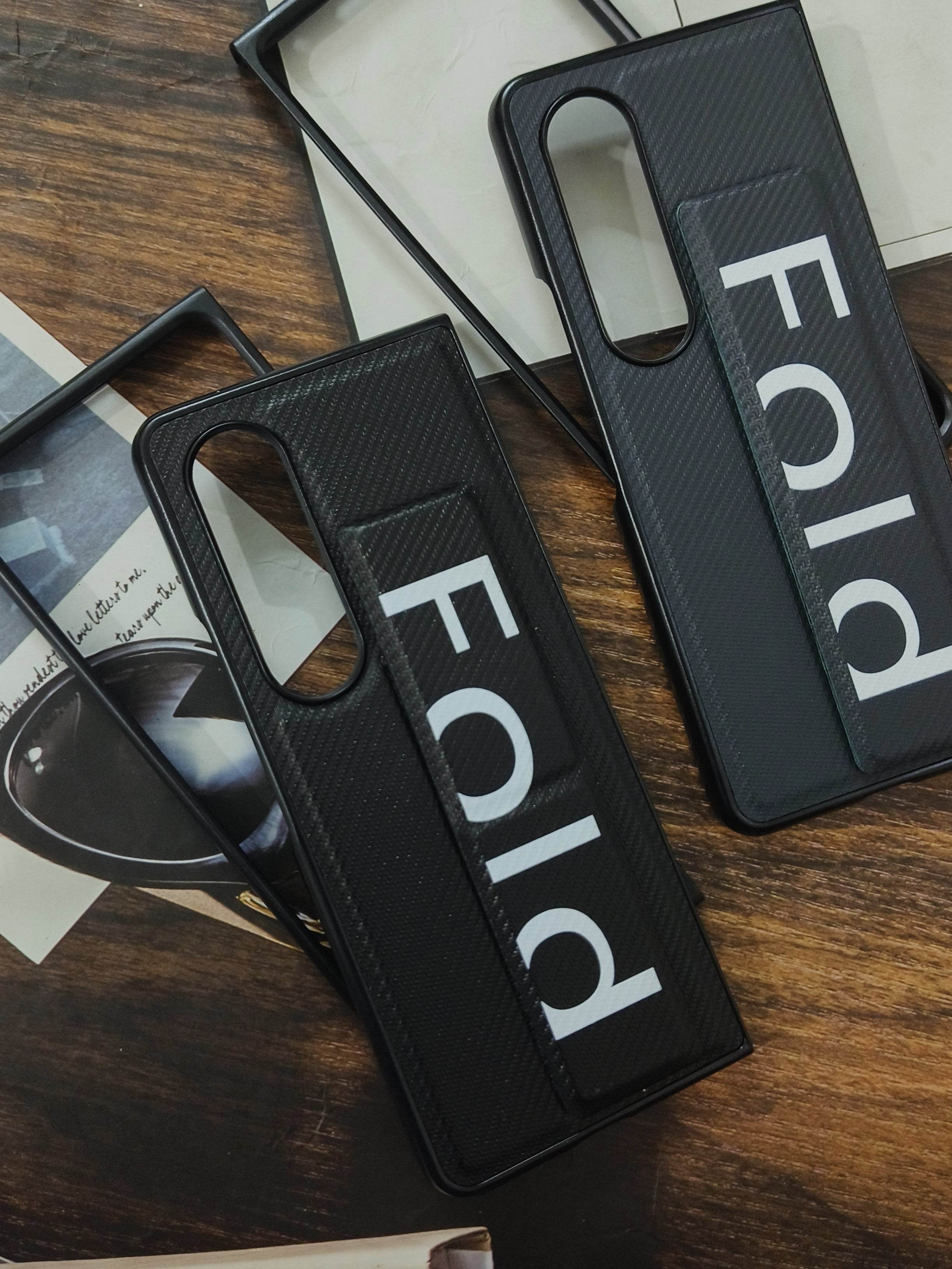 Samsung Galaxy Z Fold 3 Premium Leather Finish Shockproof Strap Case - Grey - Guleel