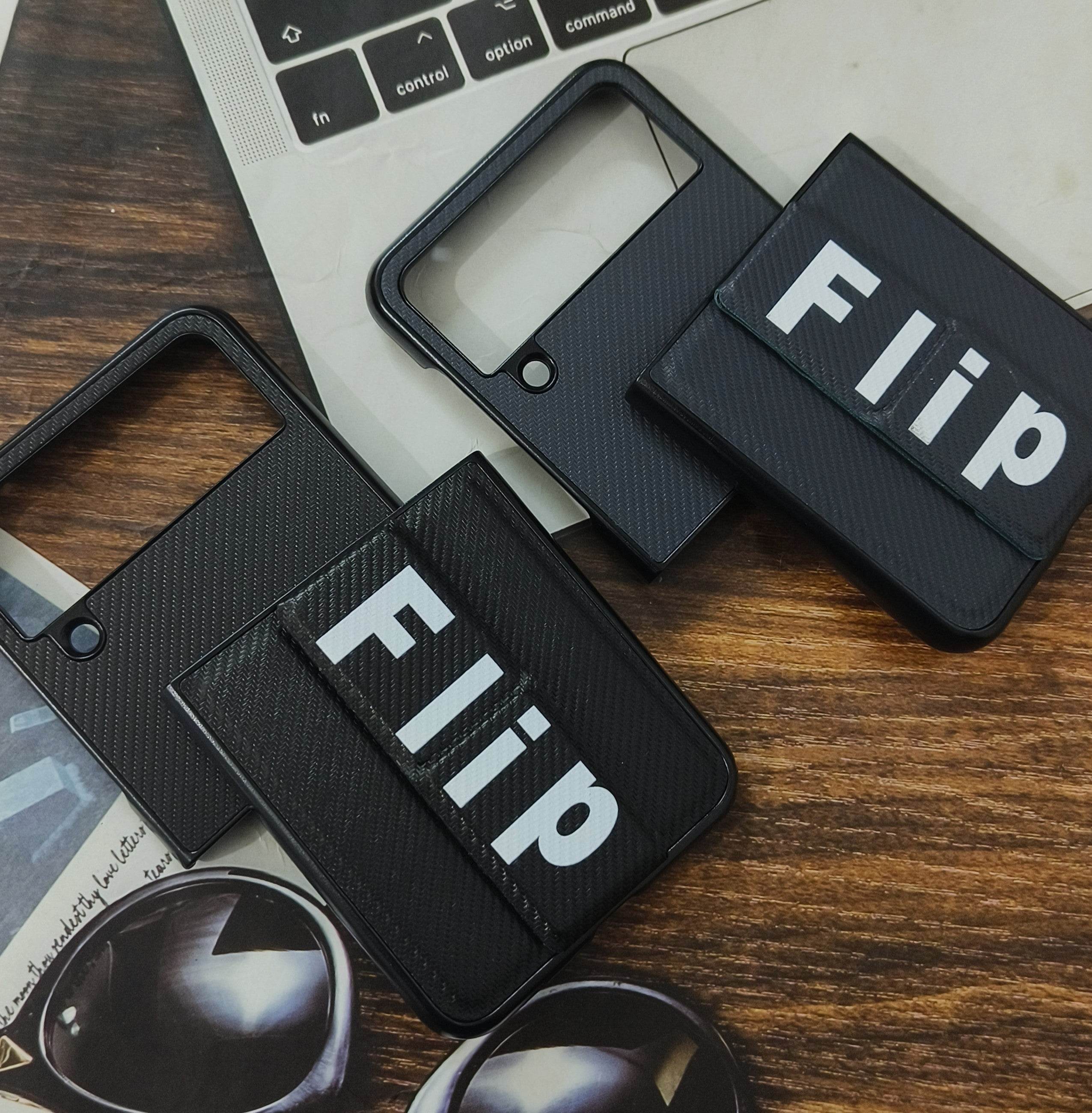 Samsung Galaxy Z Flip 3 Premium Leather Finish Shockproof Strap Case - Grey - Guleel