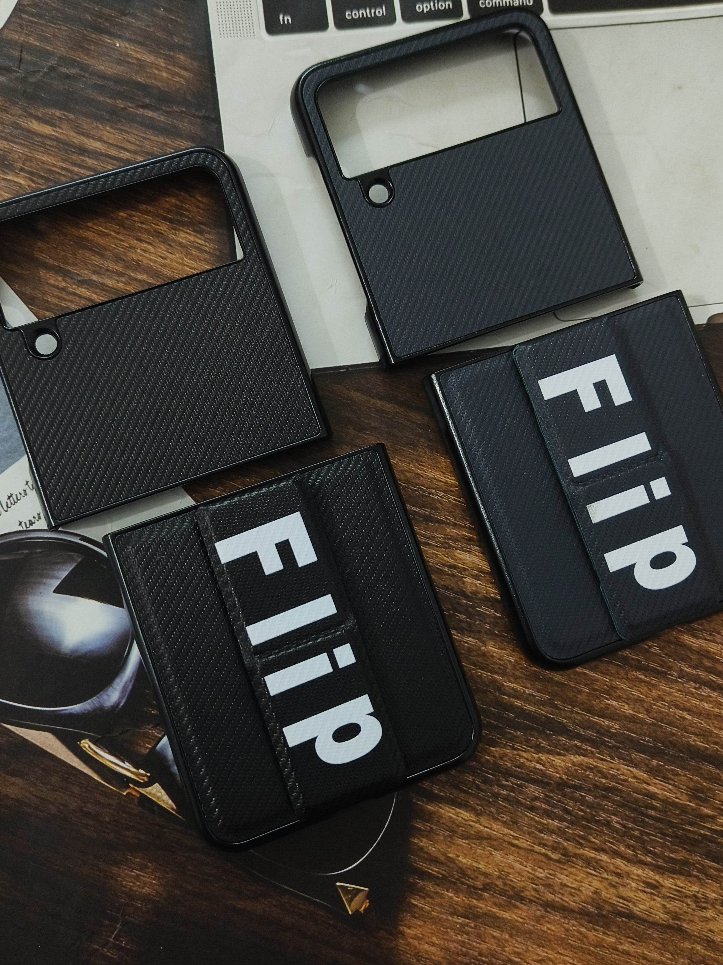 Samsung Galaxy Z Flip 3 Premium Leather Finish Shockproof Strap Case - Grey - Guleel