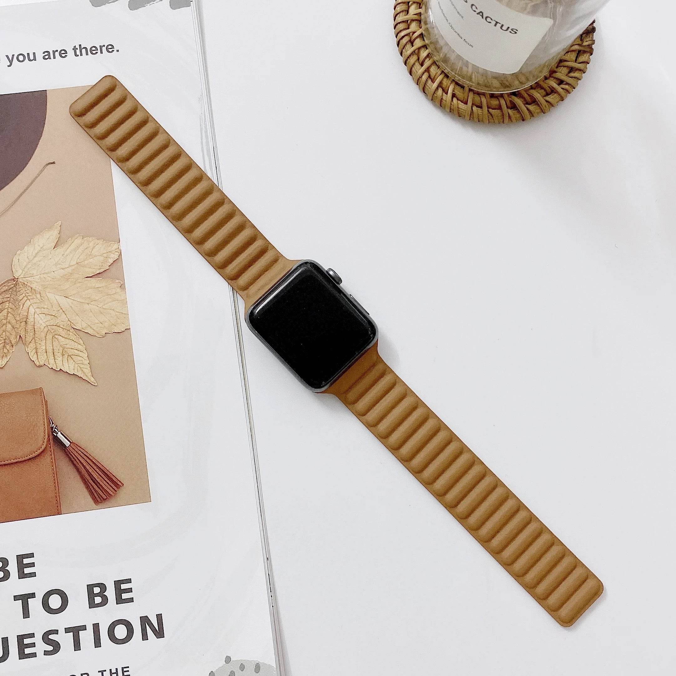 Magnetic Leather Loop Strap for iWatch Band Series Ultra 8/7/6/5/4/3/2/1/SE - Guleel