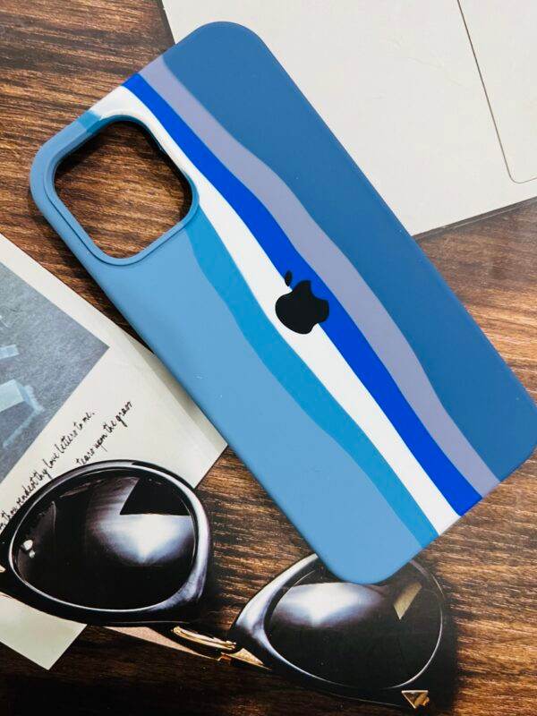 iPhone 12 Pro Max Premium Rainbow Colored Silicone Cover - Blue - Guleel