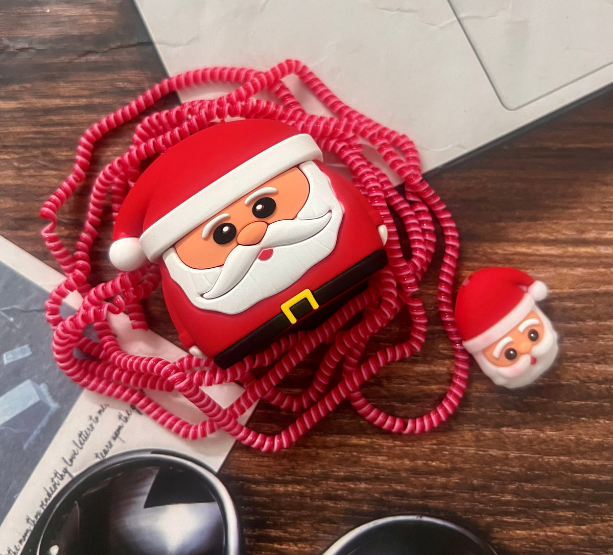 Silicone Cartoon iPhone Charger Case Cover for 18-20W Chargers - Christmas Special Edition (With Wire Cover)