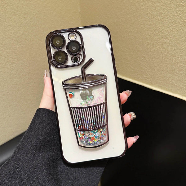Transparent Glitter Star Drink Cup and Straw Case - Guleel