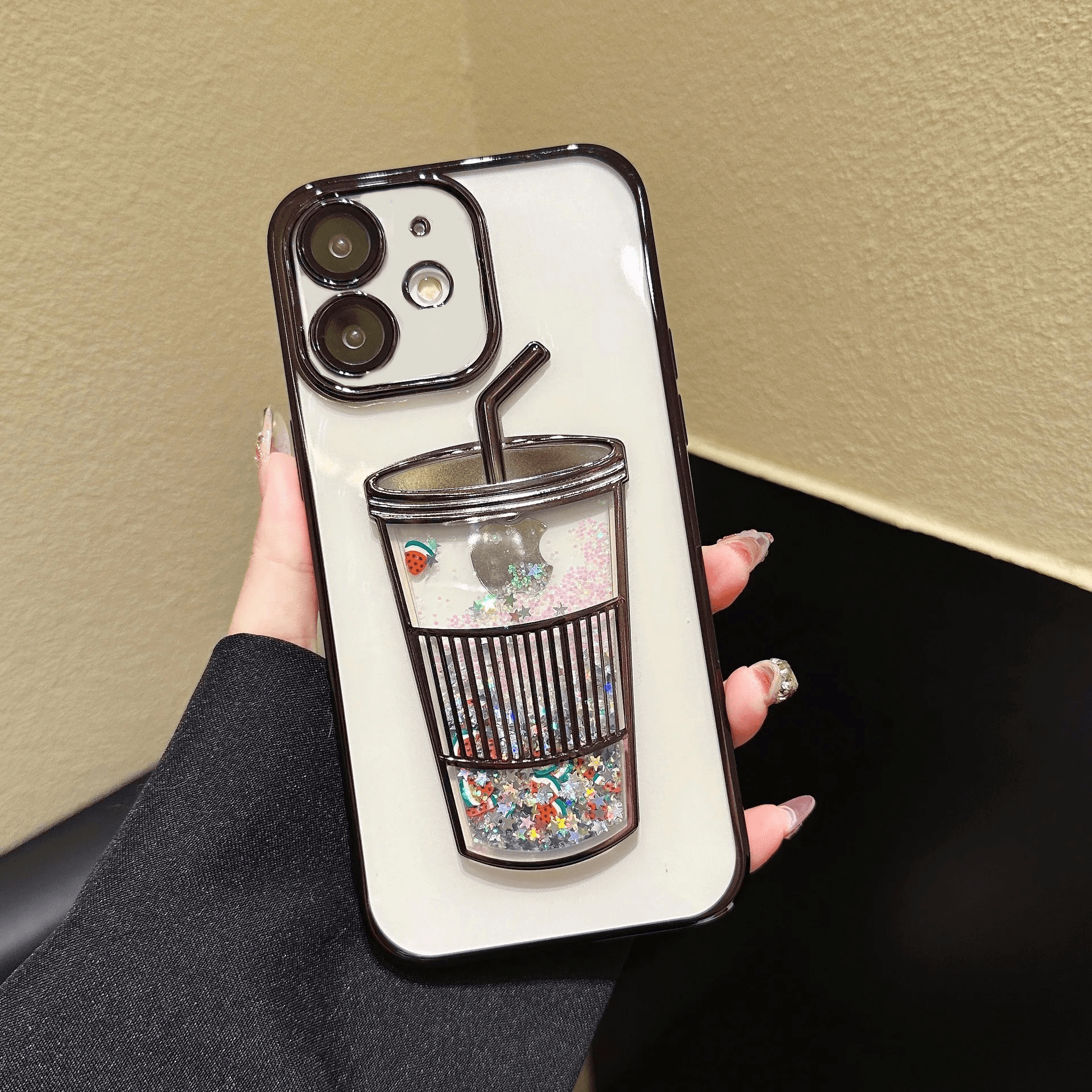 Transparent Glitter Star Drink Cup and Straw Case - Guleel