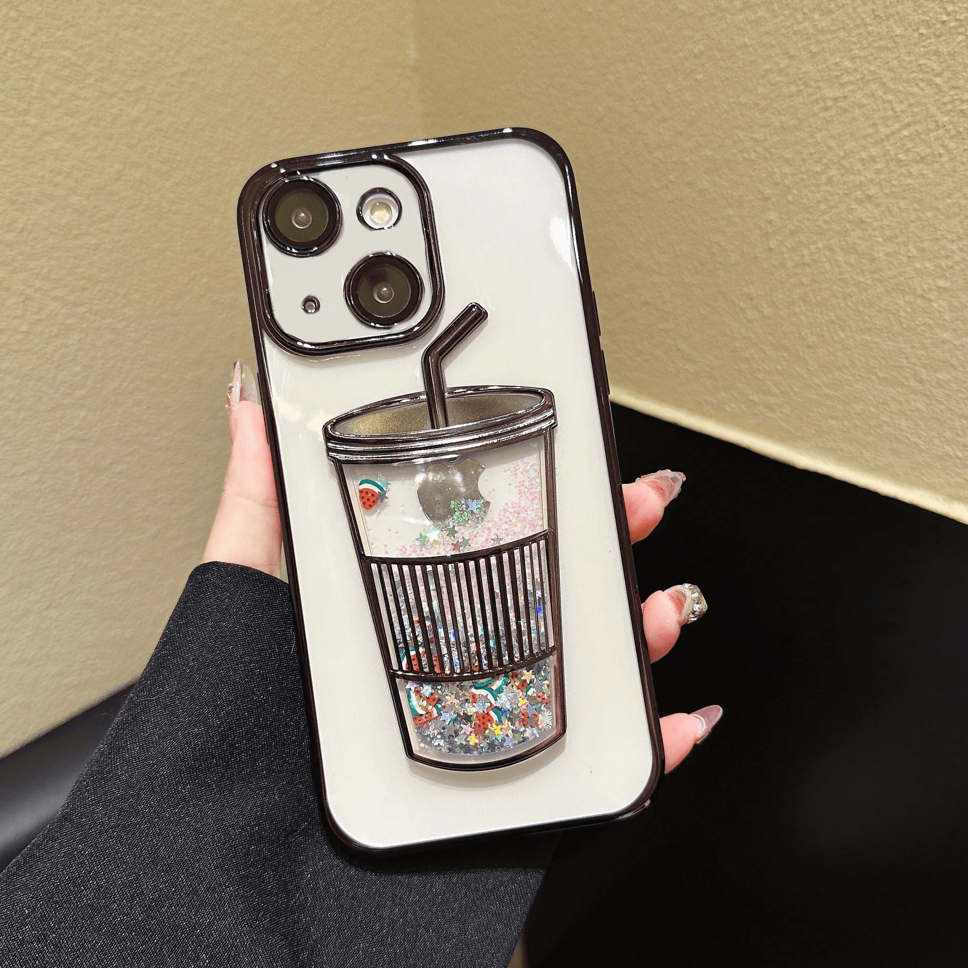 Transparent Glitter Star Drink Cup and Straw Case - Guleel