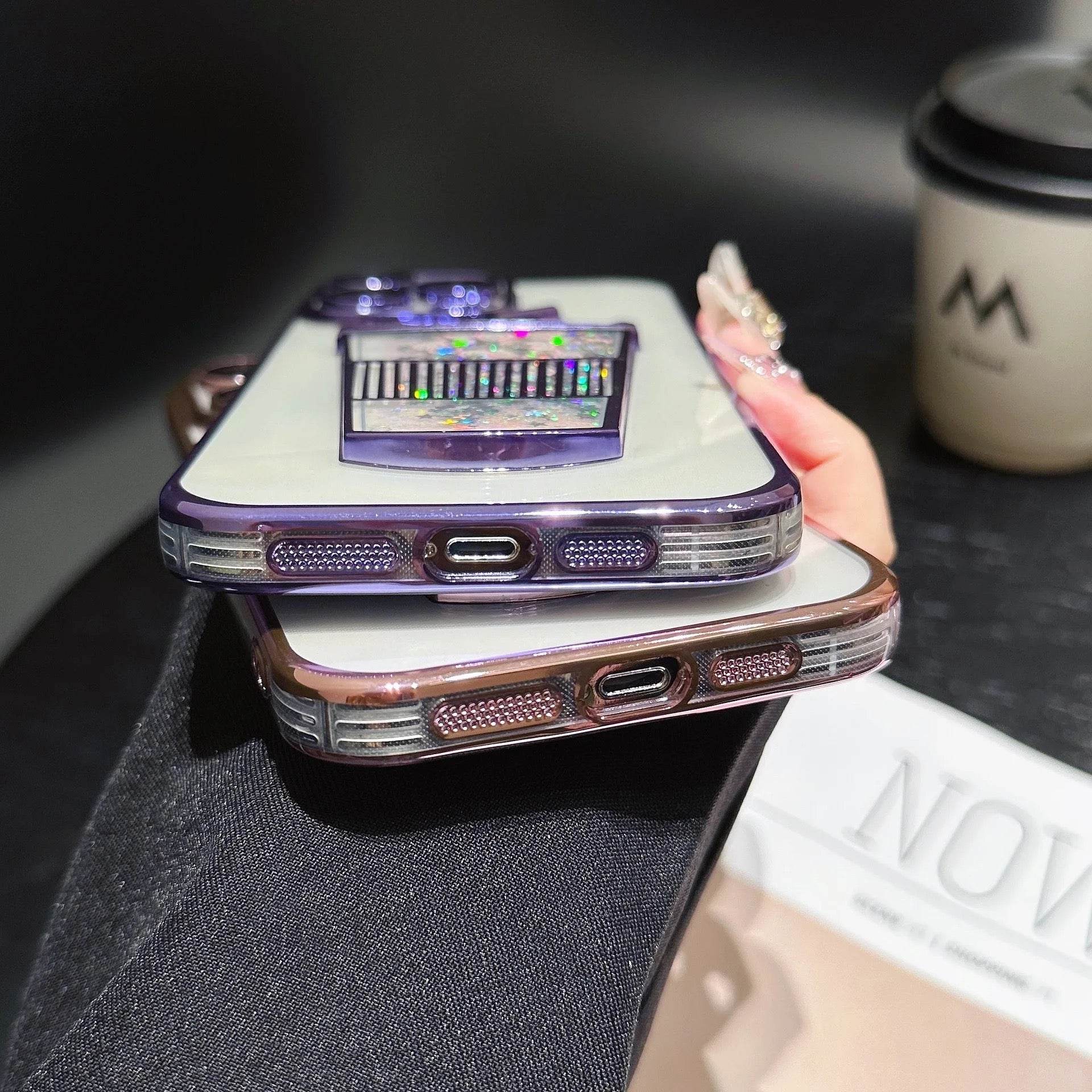 Transparent Glitter Star Drink Cup and Straw Case - Guleel