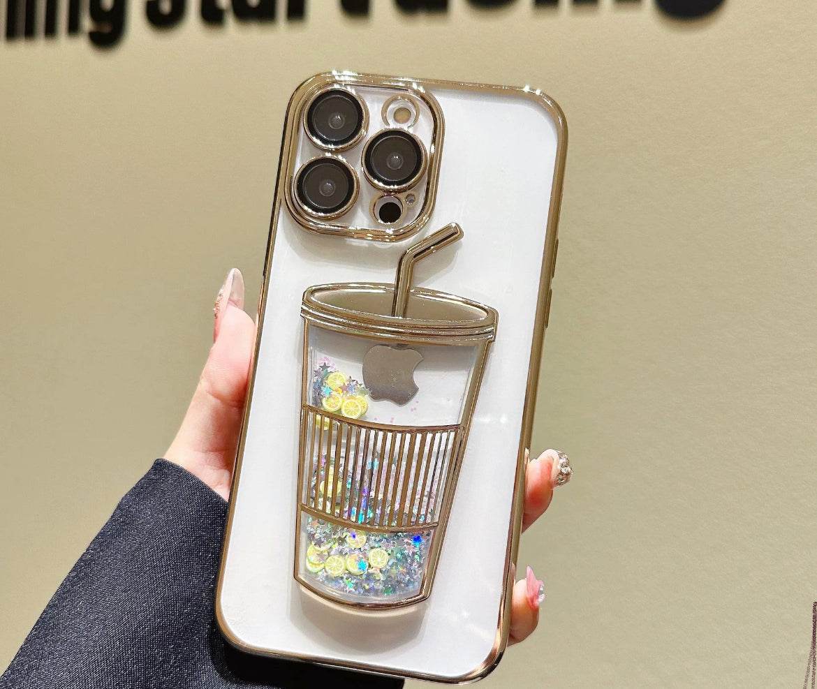 Transparent Glitter Star Drink Cup and Straw Case - Guleel