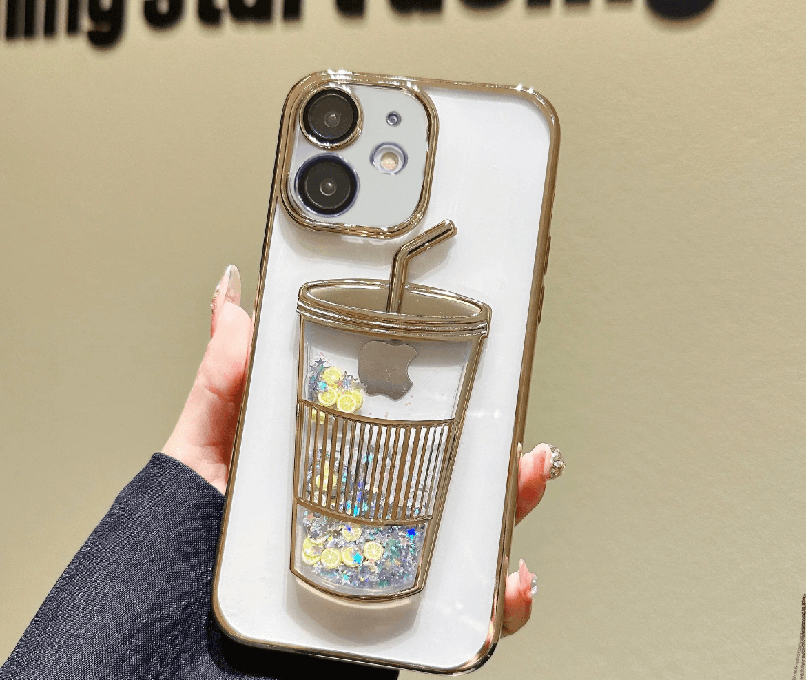 Transparent Glitter Star Drink Cup and Straw Case - Guleel