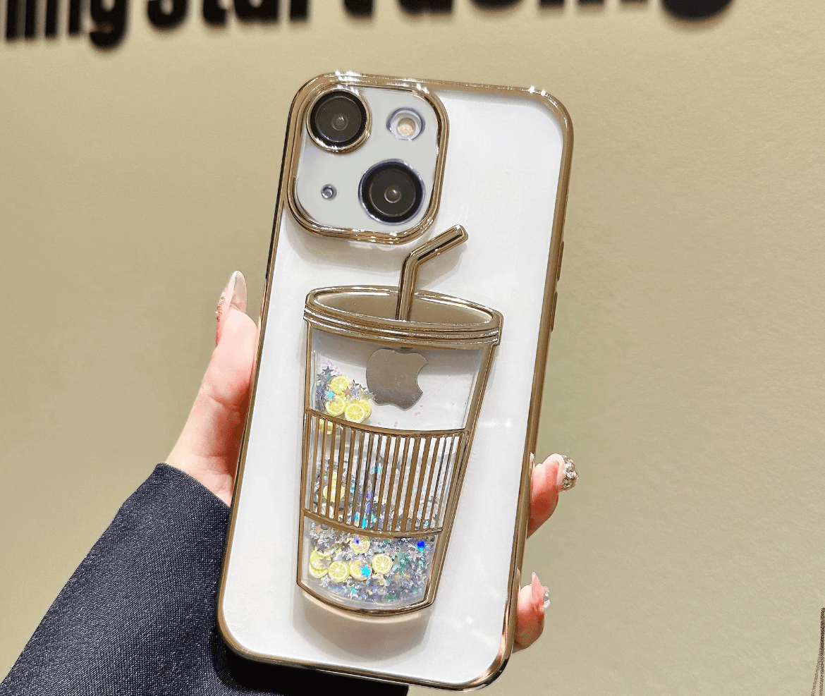 Transparent Glitter Star Drink Cup and Straw Case - Guleel