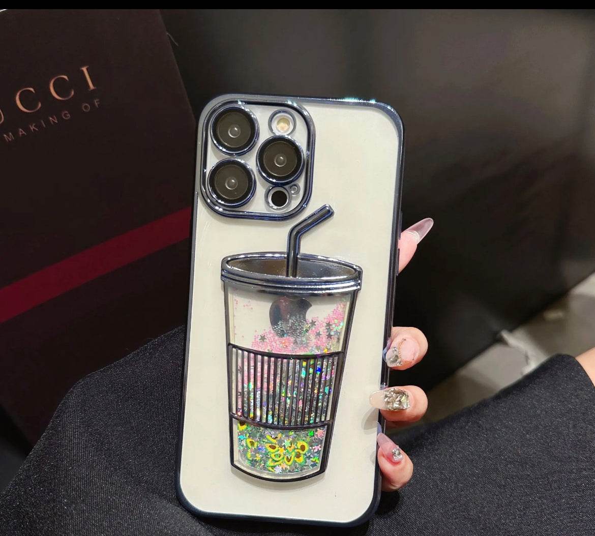 Transparent Glitter Star Drink Cup and Straw Case - Guleel