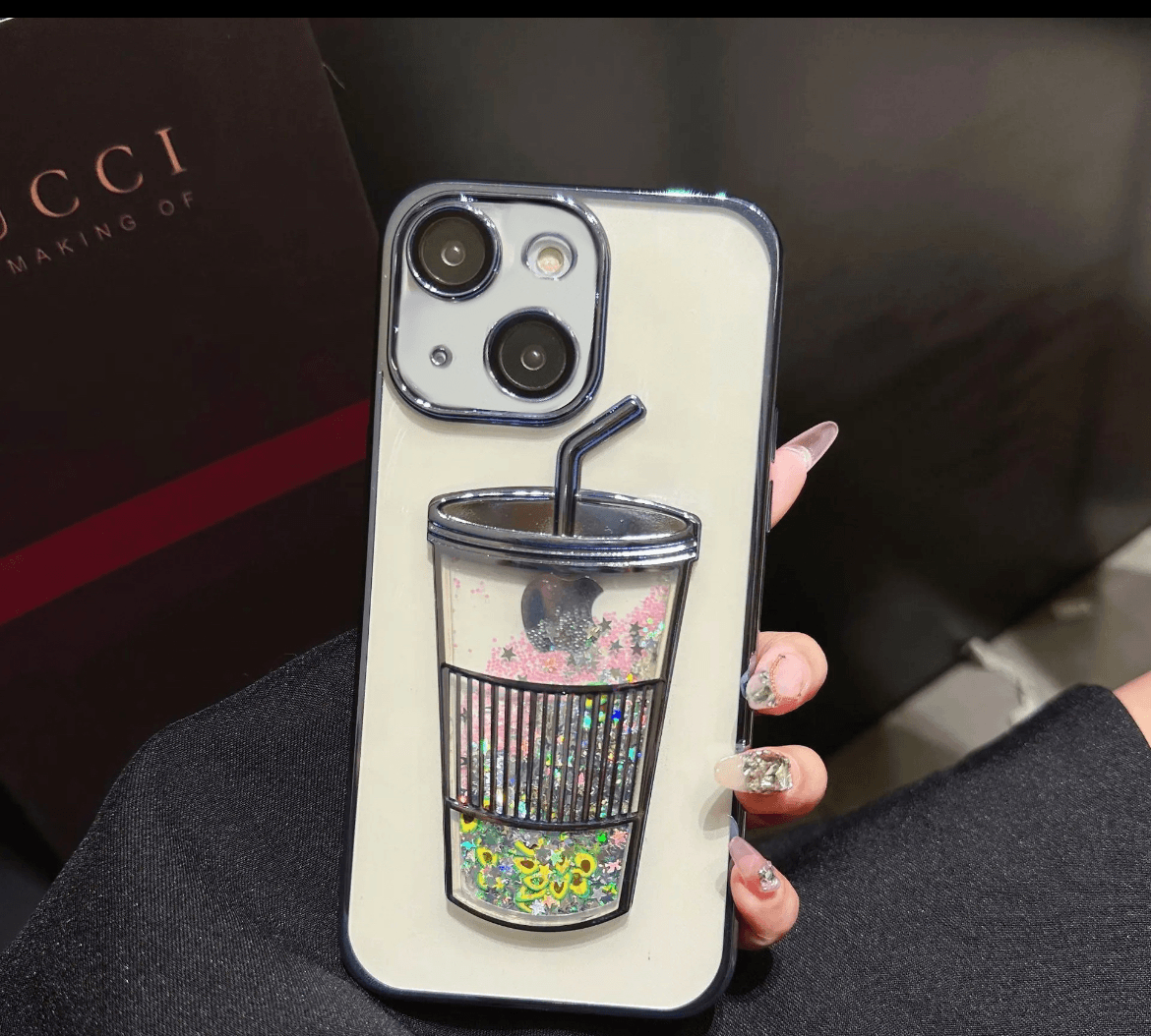 Transparent Glitter Star Drink Cup and Straw Case - Guleel