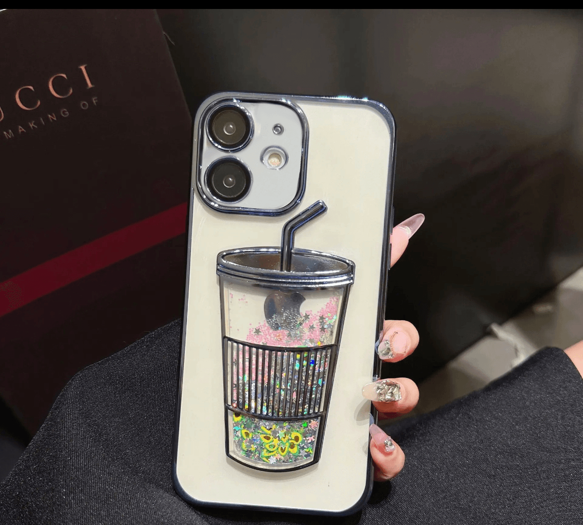 Transparent Glitter Star Drink Cup and Straw Case - Guleel