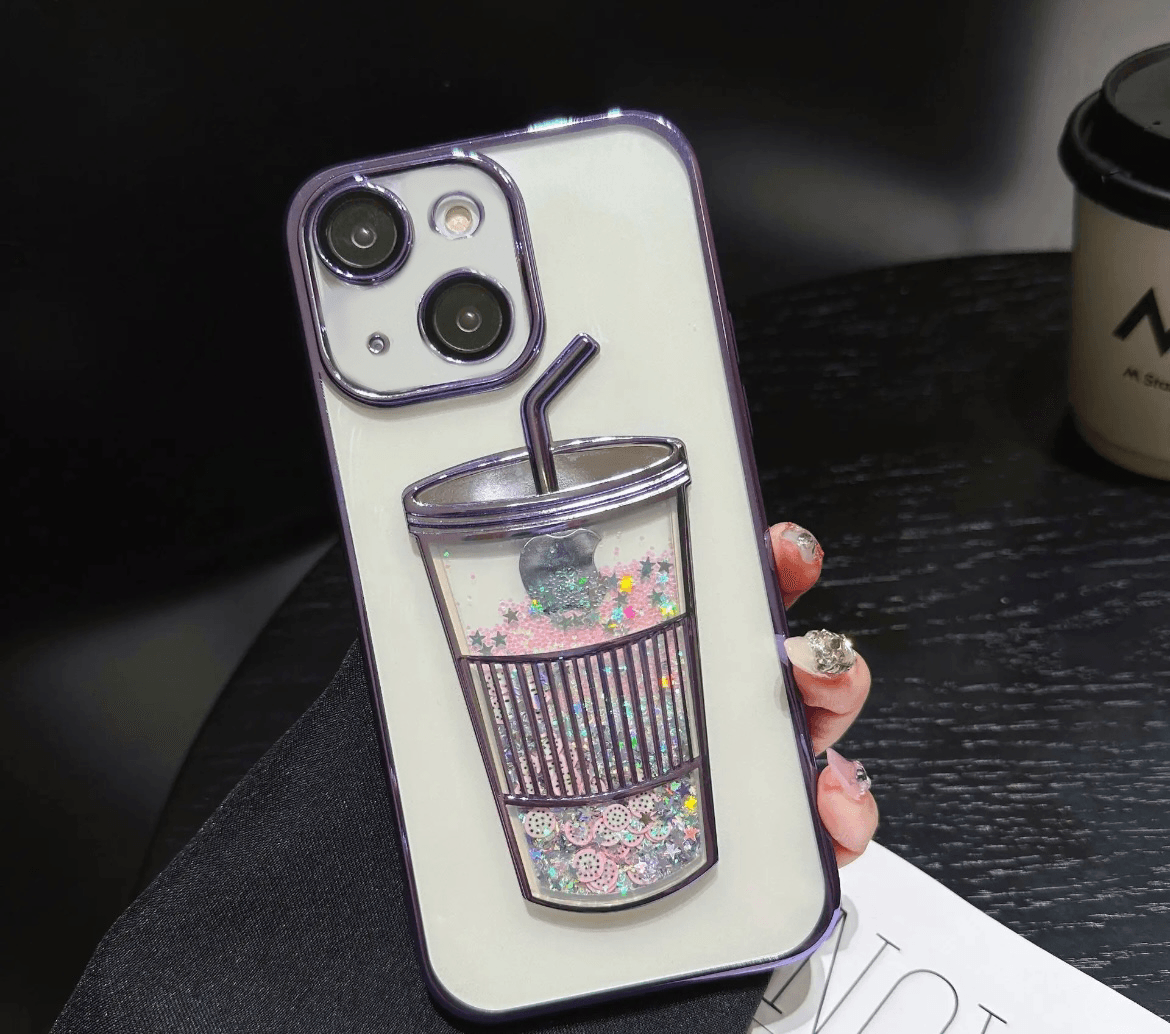 Transparent Glitter Star Drink Cup and Straw Case - Guleel