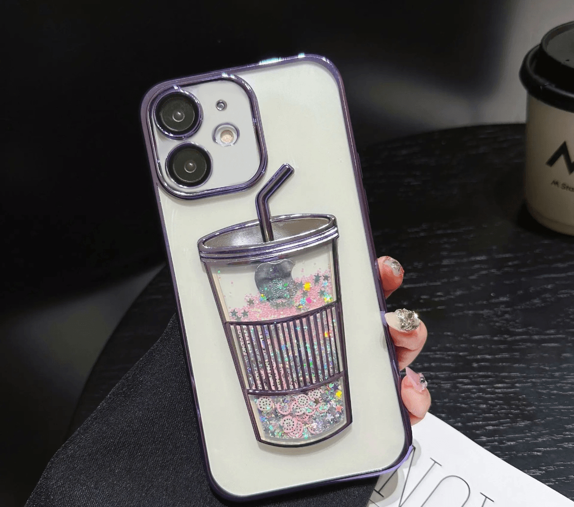 Transparent Glitter Star Drink Cup and Straw Case - Guleel