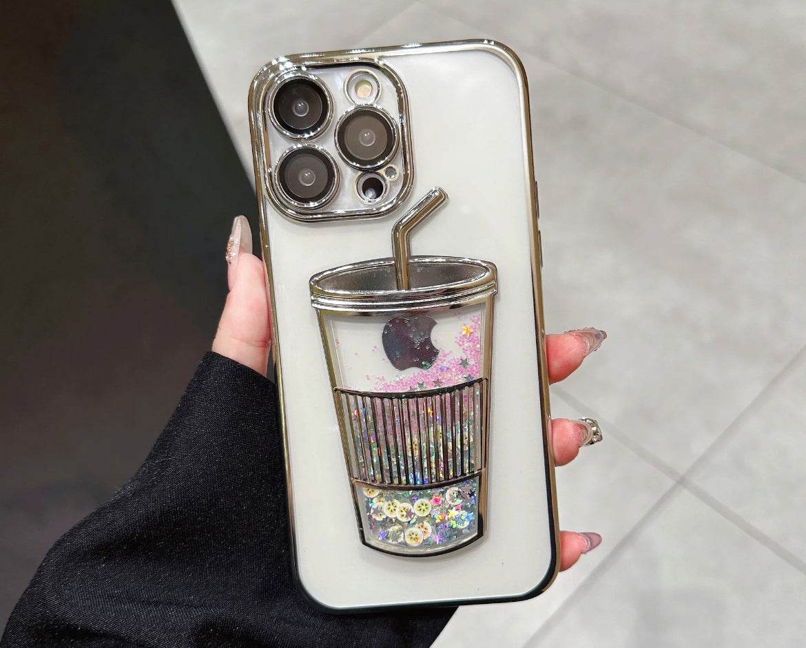 Transparent Glitter Star Drink Cup and Straw Case - Guleel