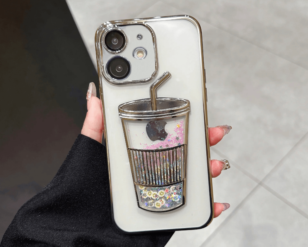 Transparent Glitter Star Drink Cup and Straw Case - Guleel