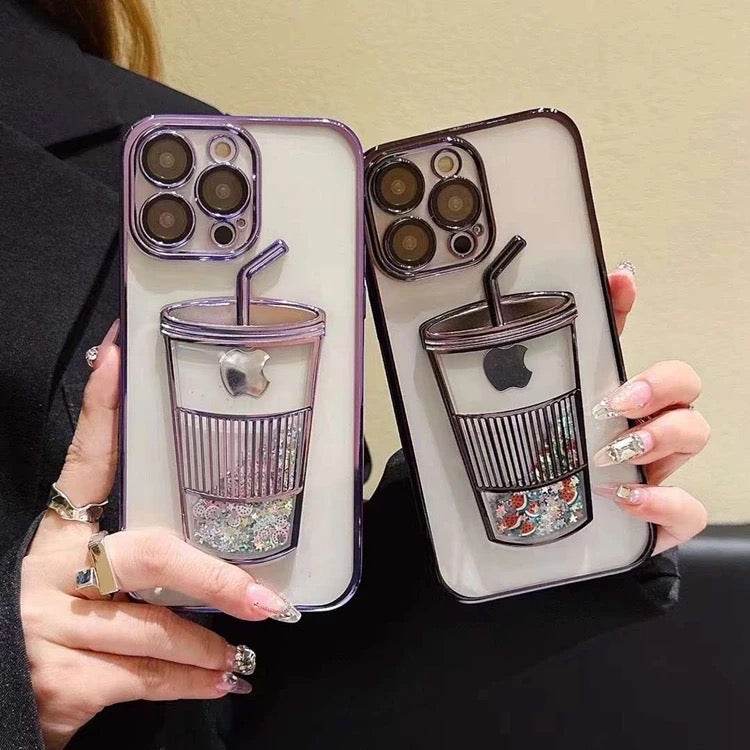 Transparent Glitter Star Drink Cup and Straw Case - Guleel