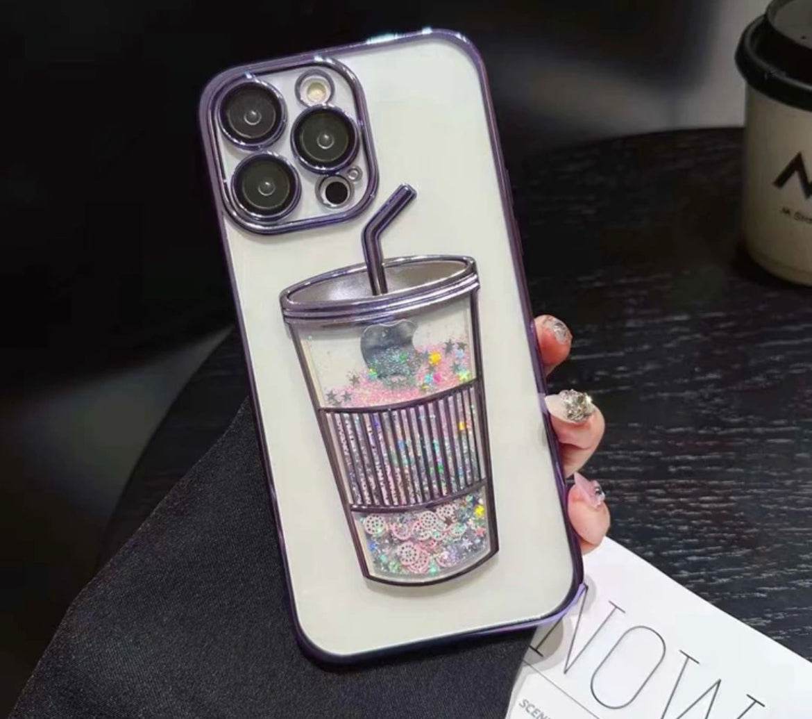 Transparent Glitter Star Drink Cup and Straw Case - Guleel