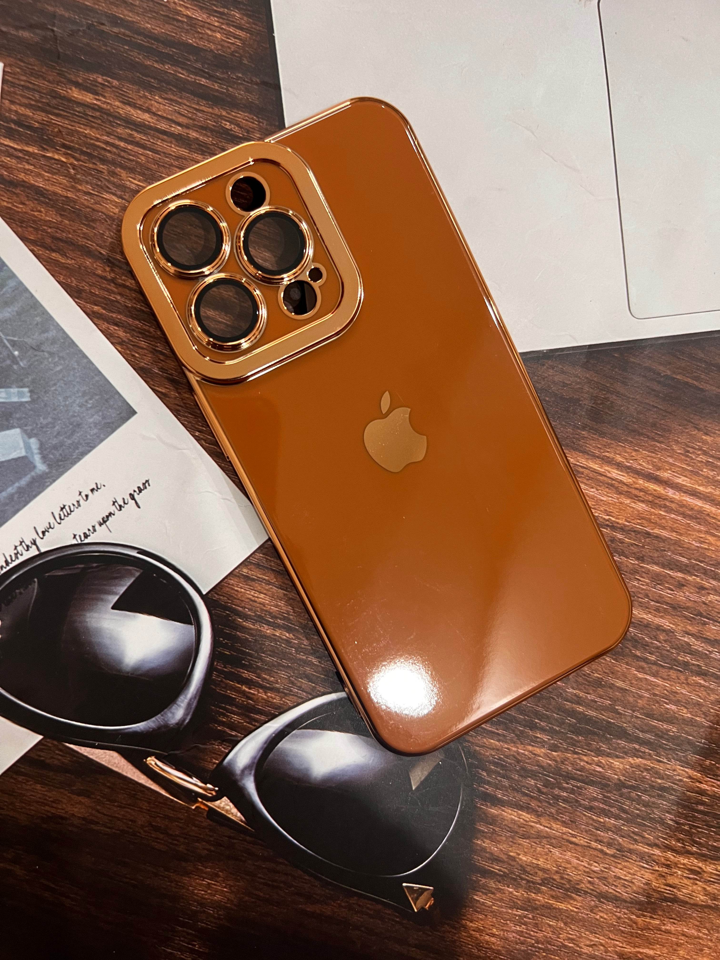 iPhone 13 Pro Max Premium Camera Lens Silicone Case - Brown - Guleel