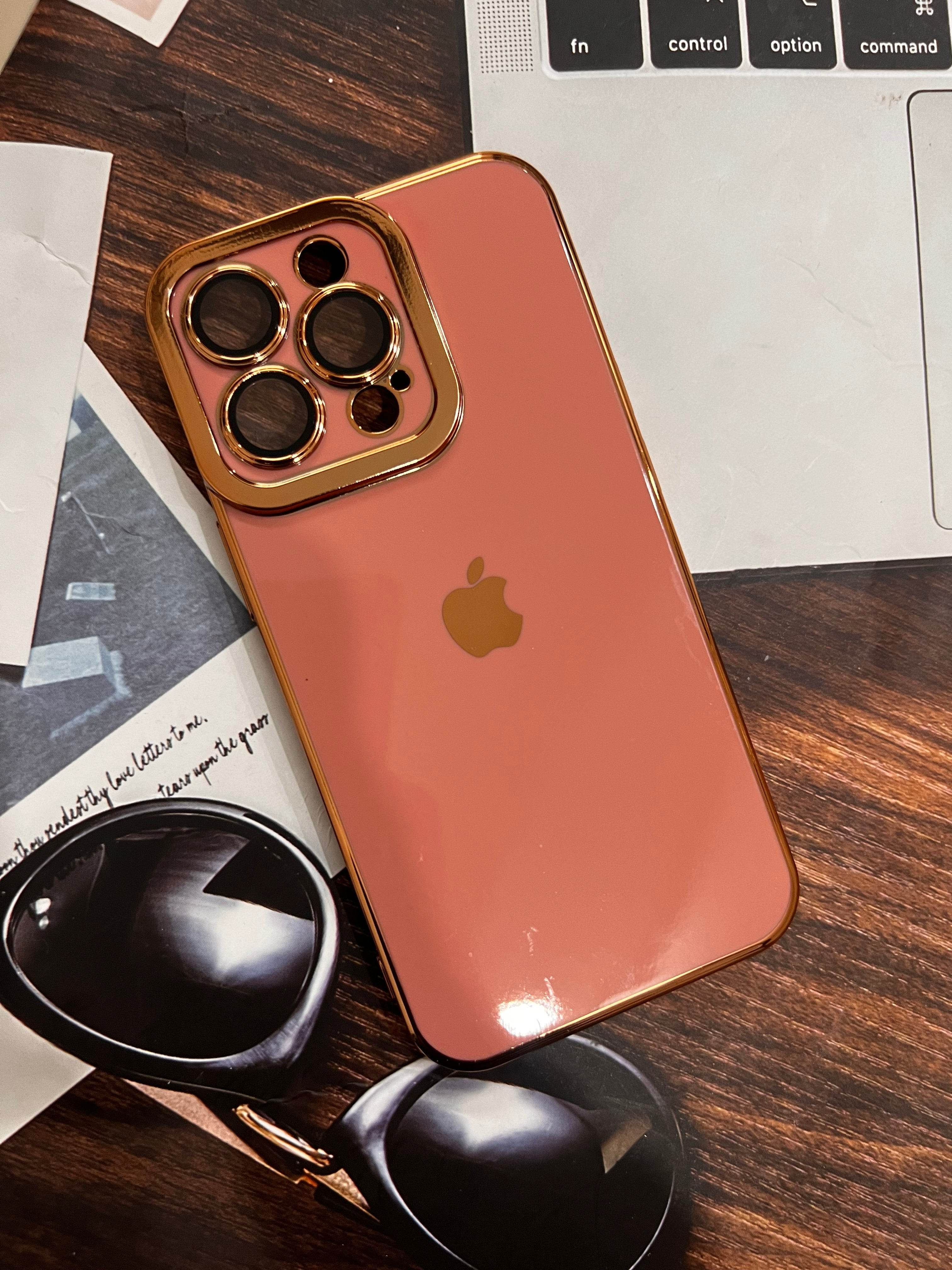 iPhone 13 Pro Max Premium Silicone Camera Lens Case - Rose Gold - Guleel