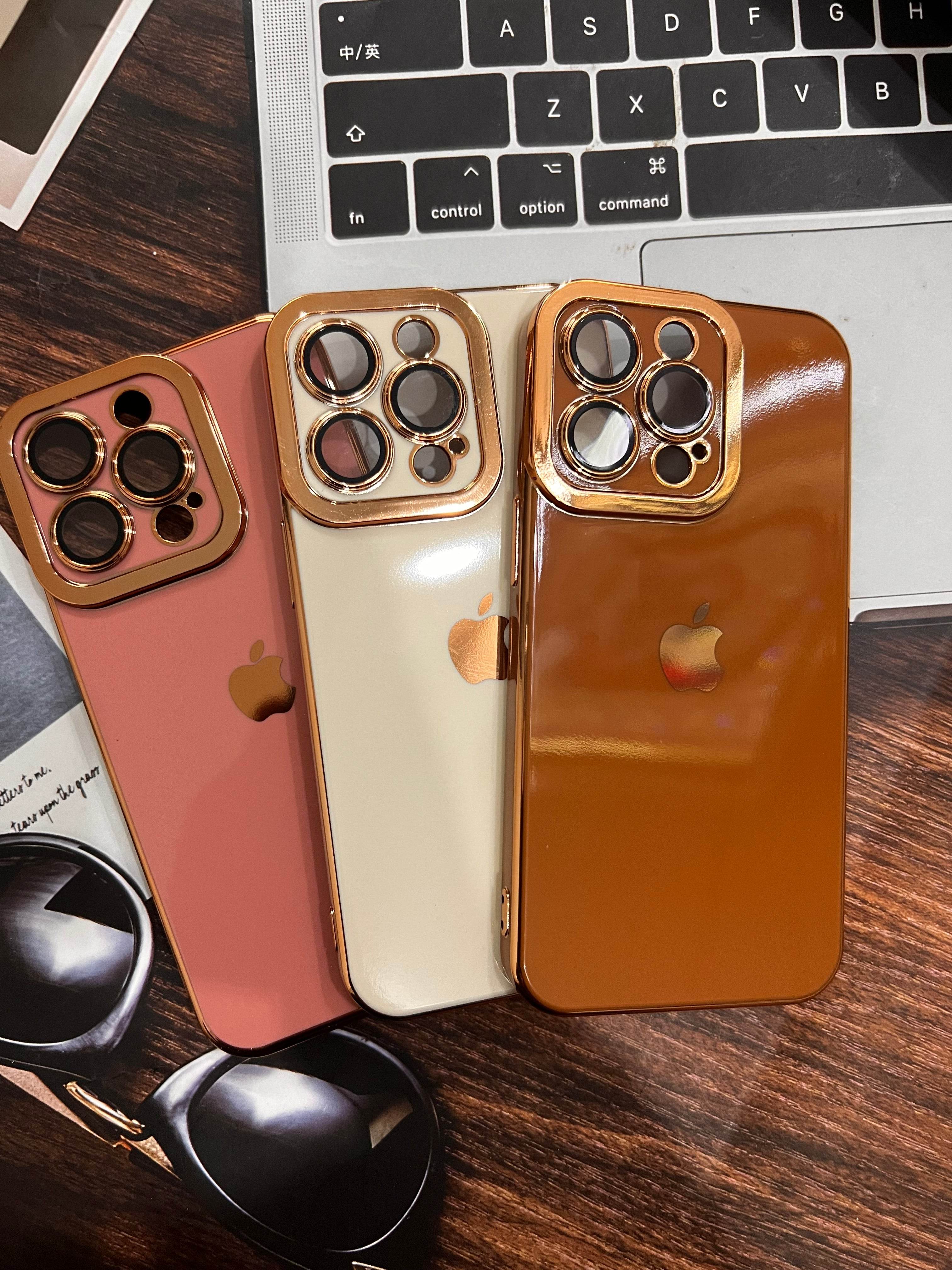 iPhone 13 Pro Max Premium Camera Lens Silicone Case - Brown - Guleel