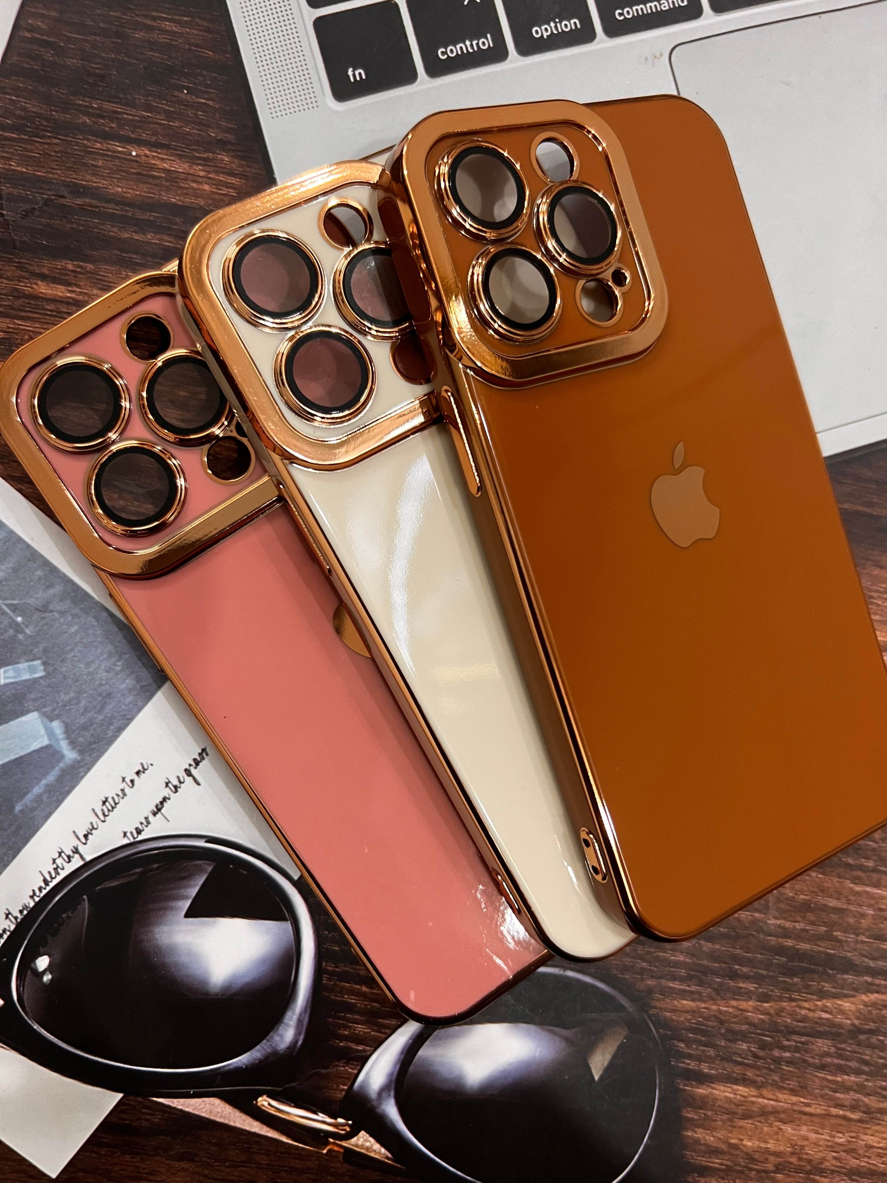 iPhone 13 Pro Max Premium Camera Lens Silicone Case - Brown - Guleel