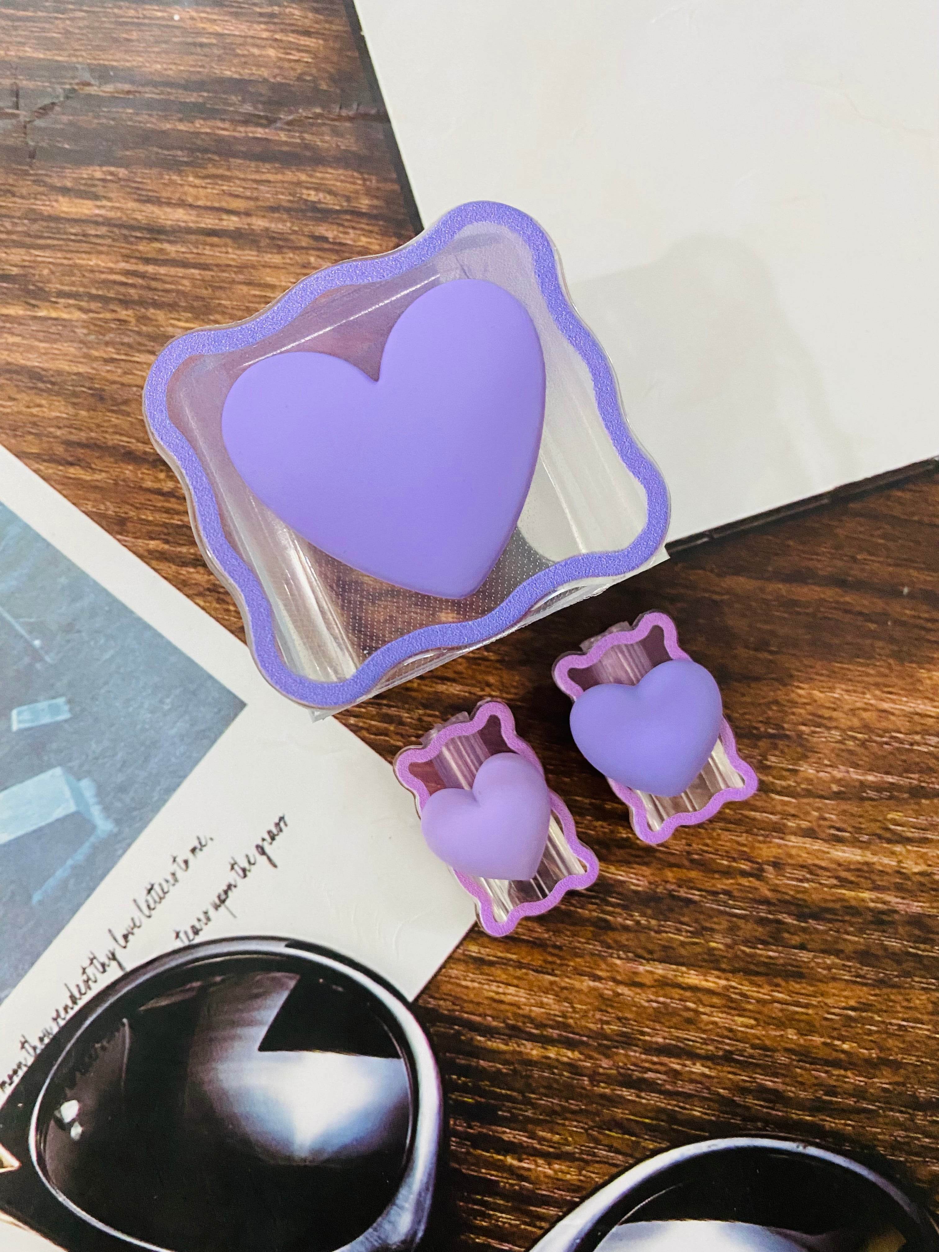 Silicone Cartoon iPhone 3D Heart Charger Case Cover for 18-20W Chargers - Purple (with Wire Cover) - Guleel