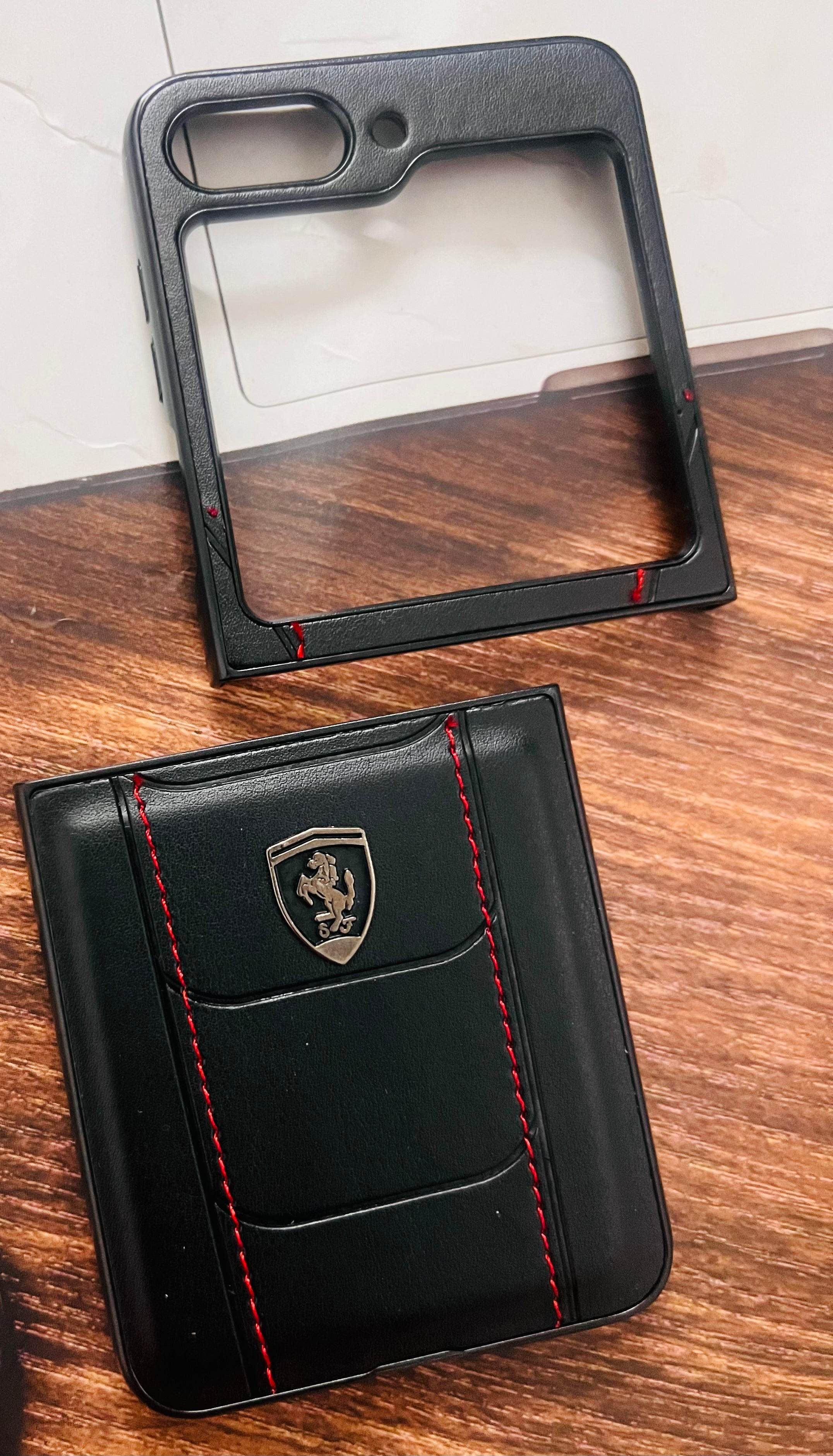Samsung Z Flip 5 Premium Leather Finish Case Cover - Ferrari - Guleel