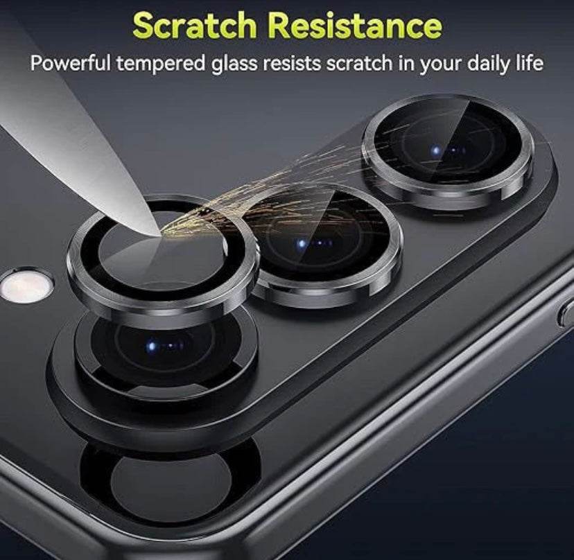 Samsung Galaxy Fold 5 Camera Lens Protector Tempered Glass Aluminum Alloy Lens Cover - Black - Guleel