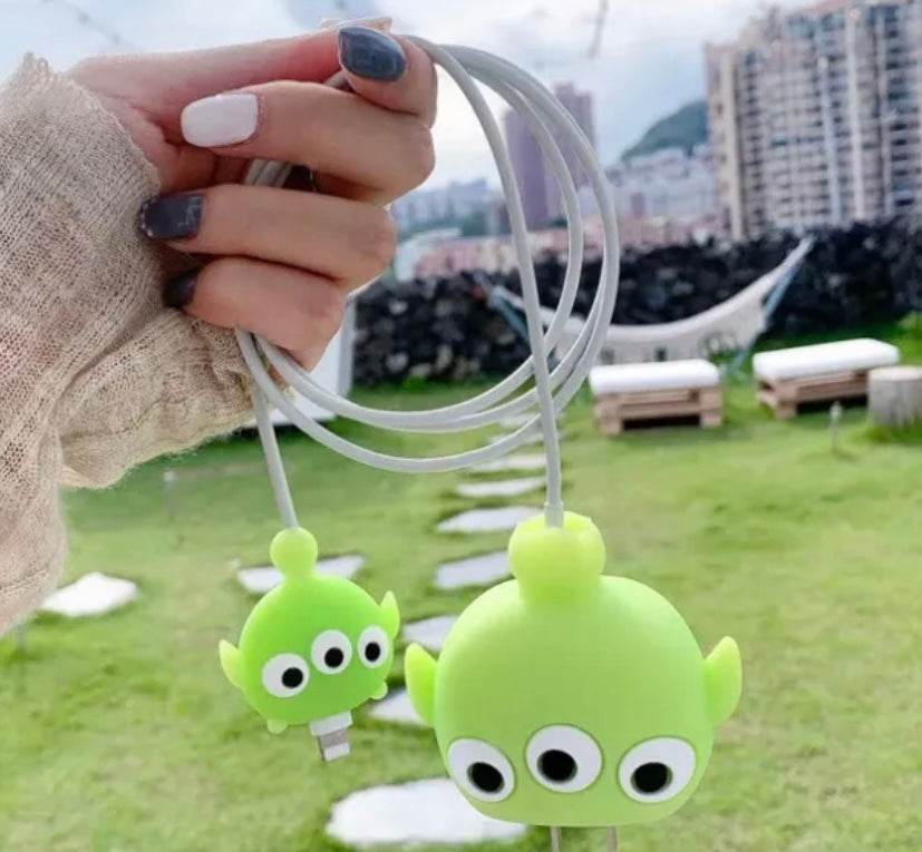 Silicone Cartoon iPhone Charger Case Cover for 18-20W Chargers - Three Eyes (with Wire Cover) - Guleel