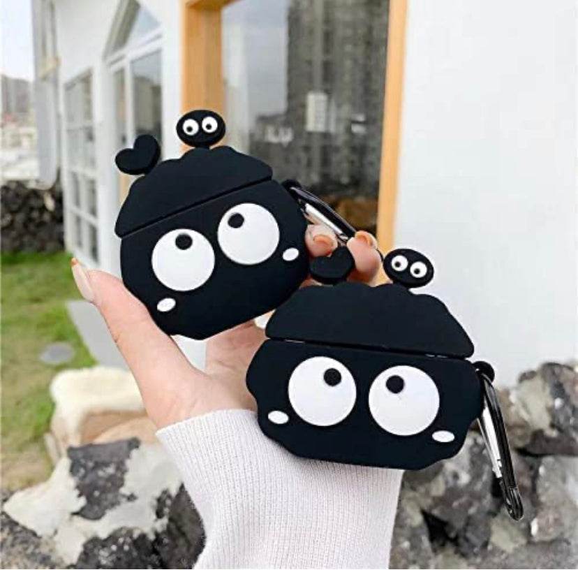 Airpod's Pro 2 Silicone Big Eyes Cartoon Silicone Case - Black - Guleel