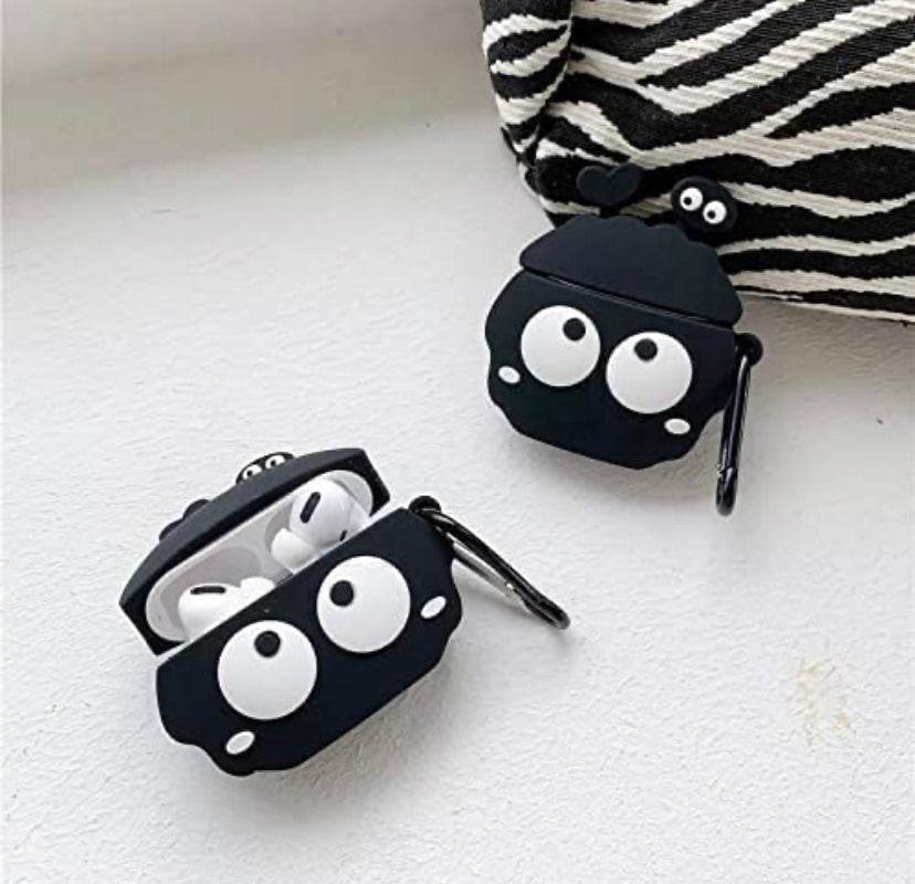 Airpod's Pro 2 Silicone Big Eyes Cartoon Silicone Case - Black - Guleel