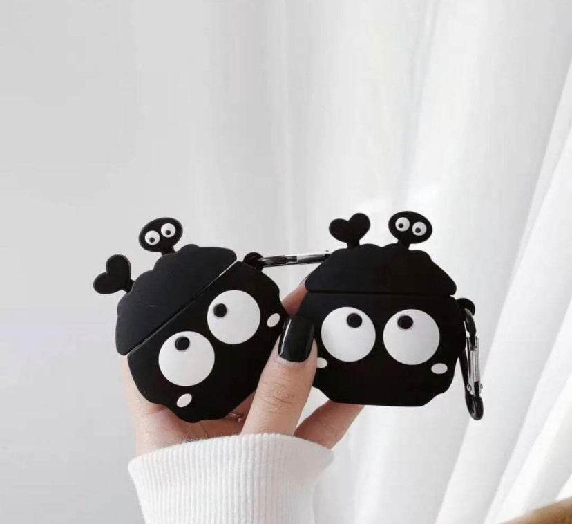 Airpod's Pro 2 Silicone Big Eyes Cartoon Silicone Case - Black - Guleel
