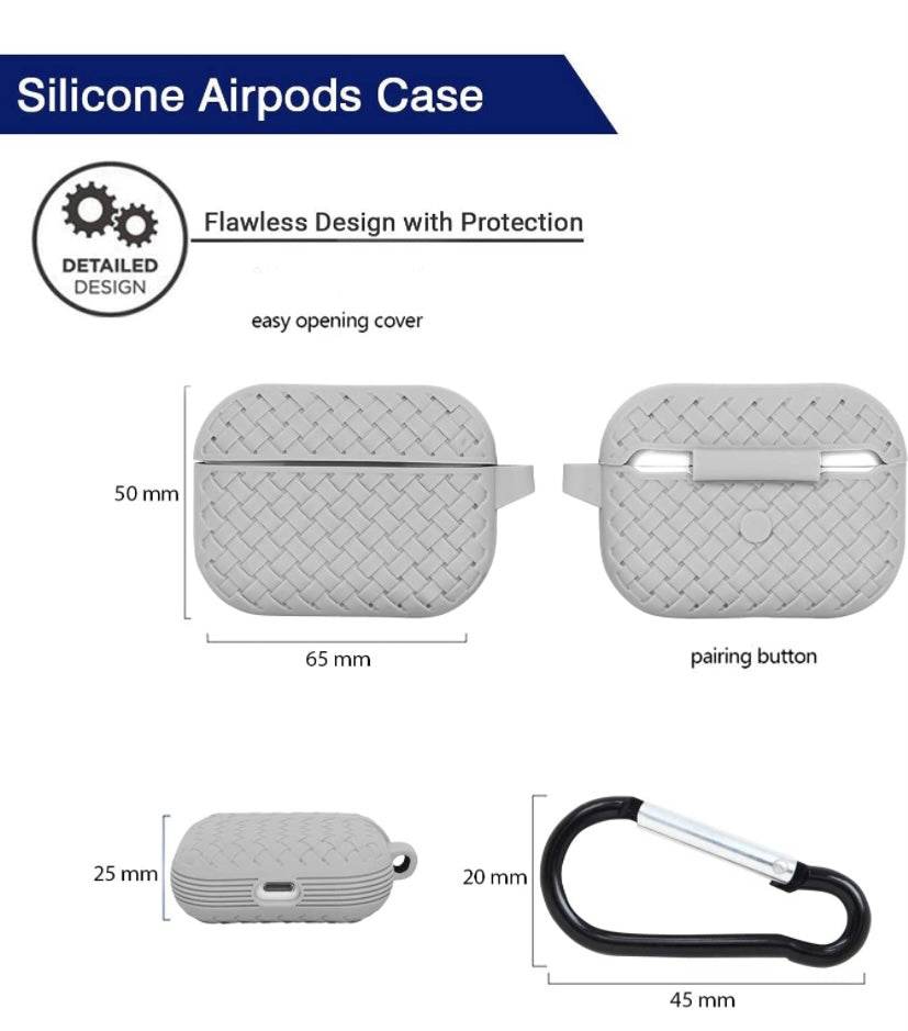 Airpod's 2 Pro Silicone Weaving Cartoon Silicone Case - Grey - Guleel