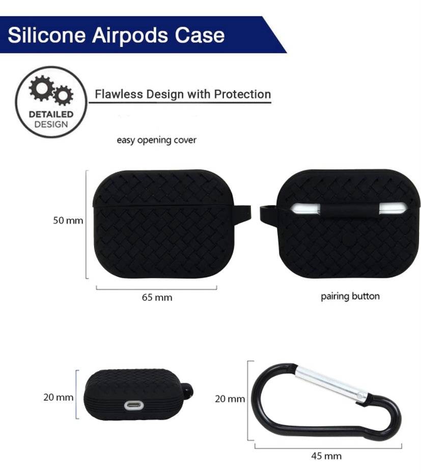 Airpod's Pro 2 Silicone Weaving Cartoon Silicone Case - Black - Guleel