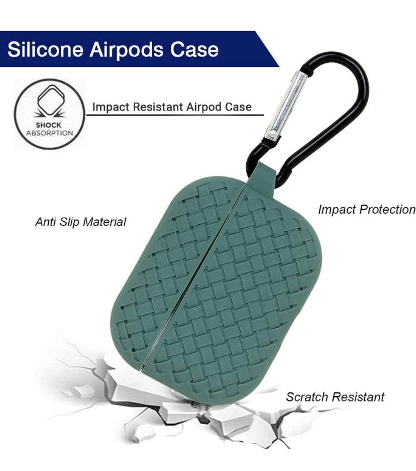 Airpod's Pro 2 Silicone Weaving Cartoon Silicone Case - Dark Green - Guleel