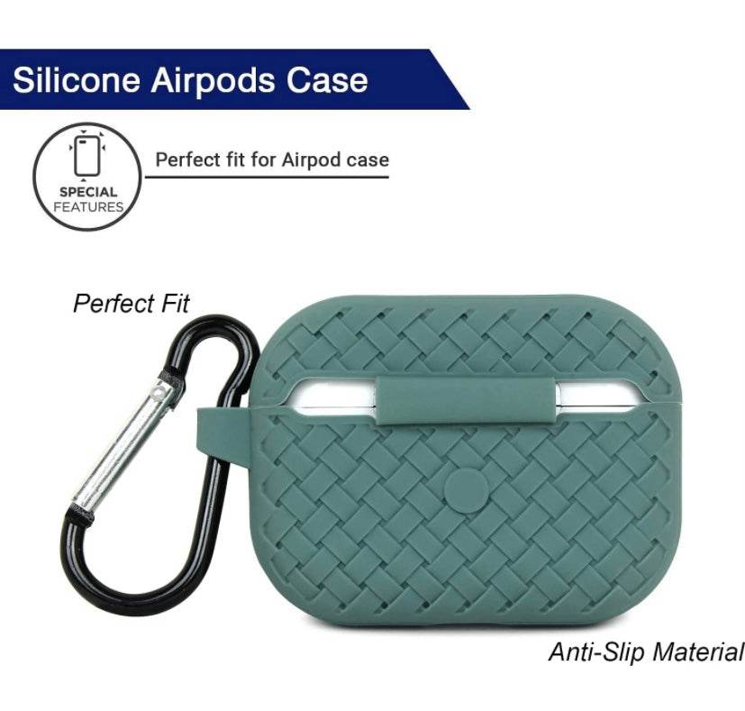 Airpod's Pro 2 Silicone Weaving Cartoon Silicone Case - Dark Green - Guleel