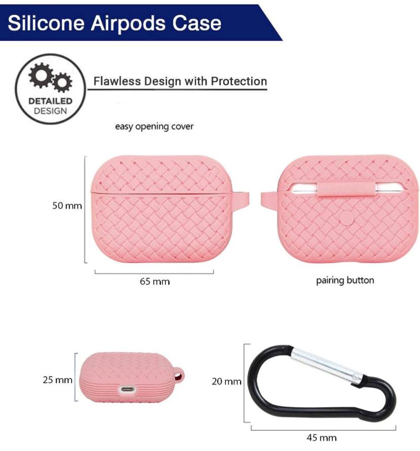 Airpod's Pro 2 Silicone Weaving Cartoon Silicone Case - Rose Gold - Guleel