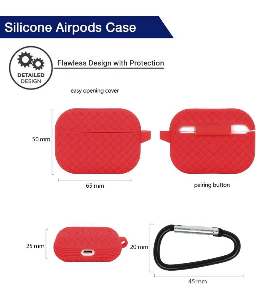 Airpod's Pro 2 Silicone Weaving Cartoon Silicone Case - Red - Guleel
